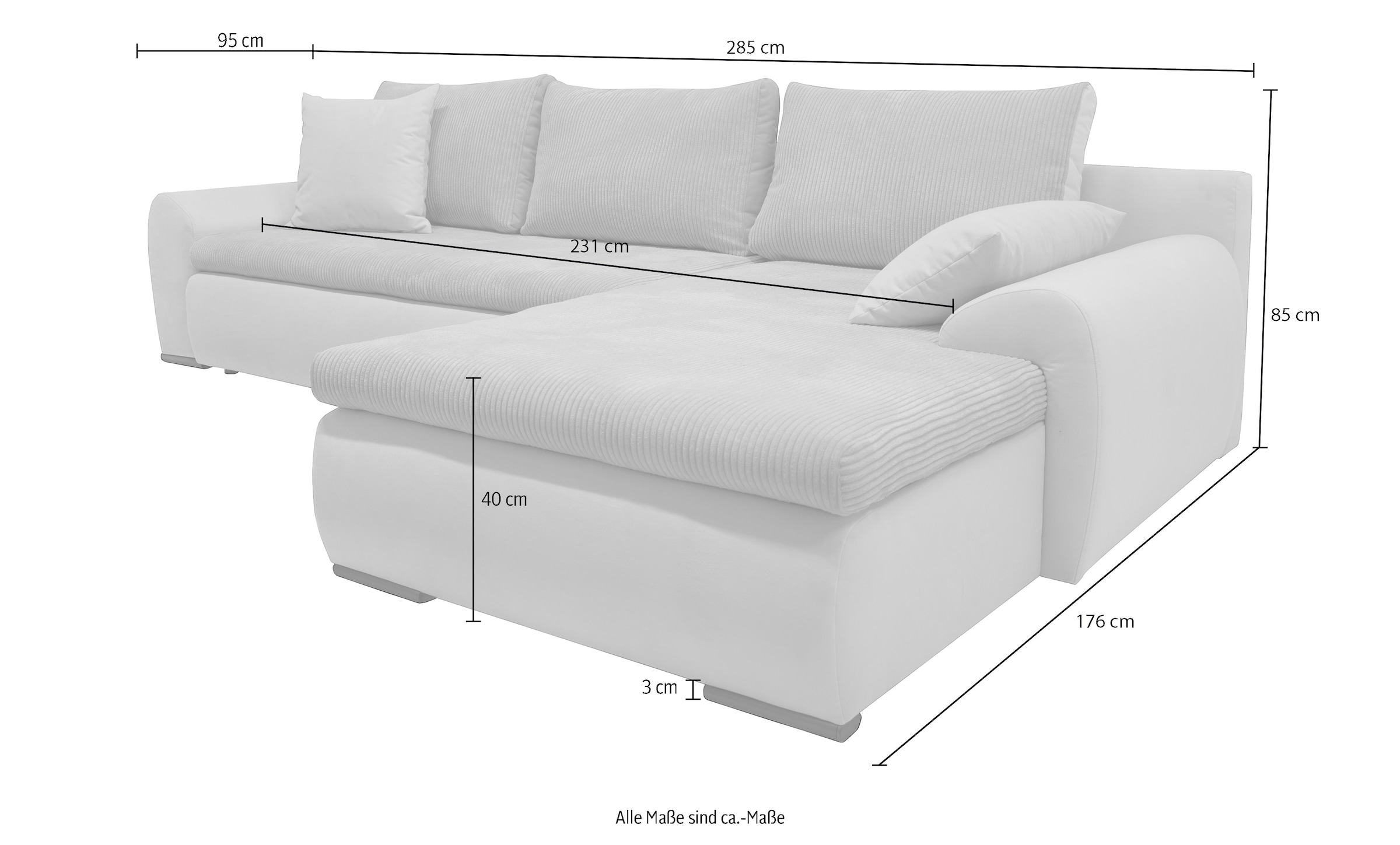 Home affaire Ecksofa »Win L-Form«, wahlweise mit Bettfunktion und Bettkasten