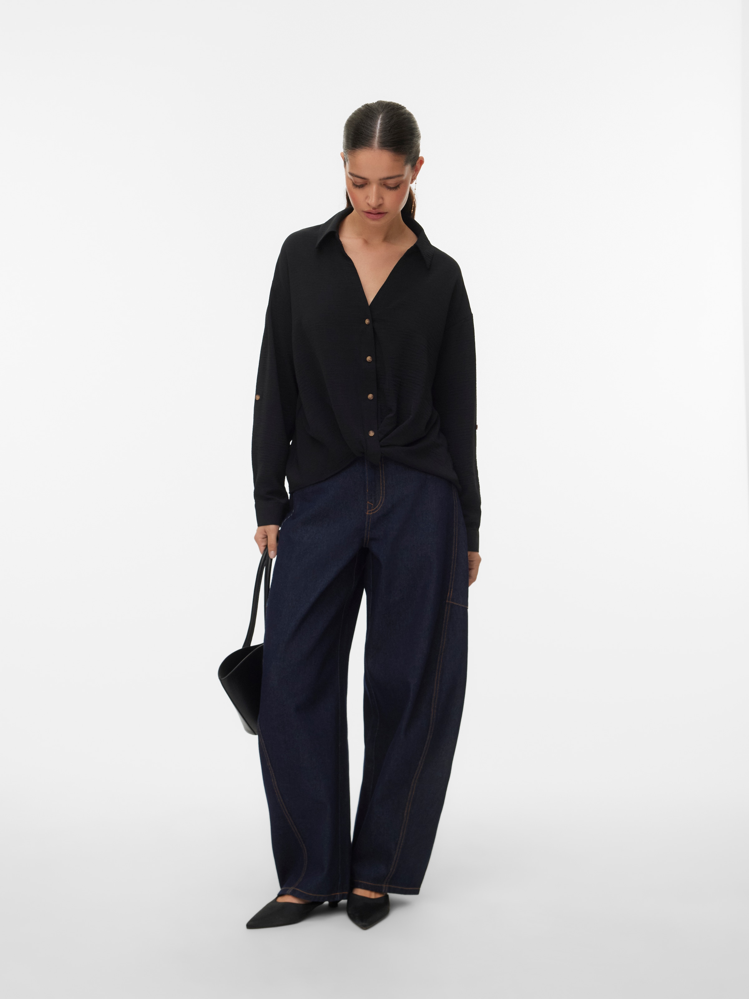 Vero Moda Hemdbluse »VMIZZY LS DETAIL SHIRT WVN BTQ GA« mit geknoteter Front