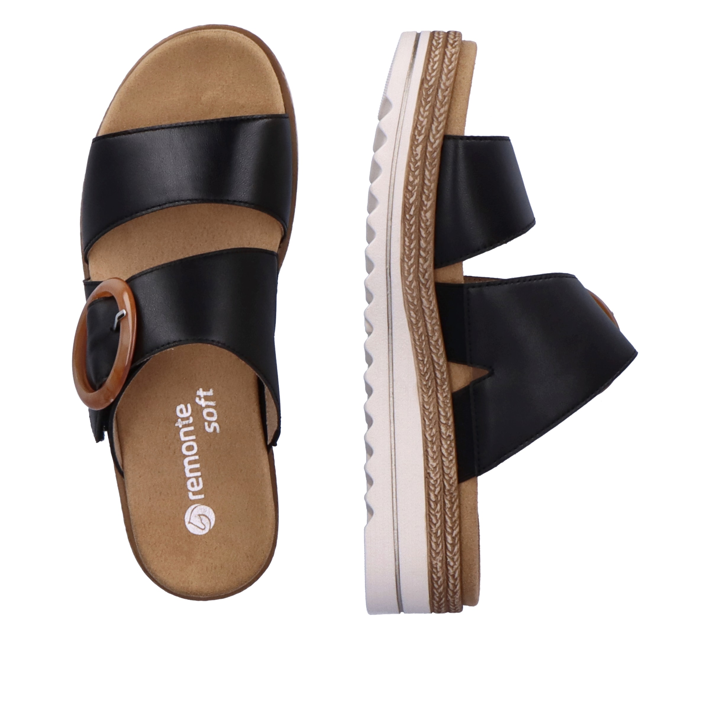 Remonte Pantolette, Keilabsatz, Sommerschuh, Schlappen mit Zierschnalle