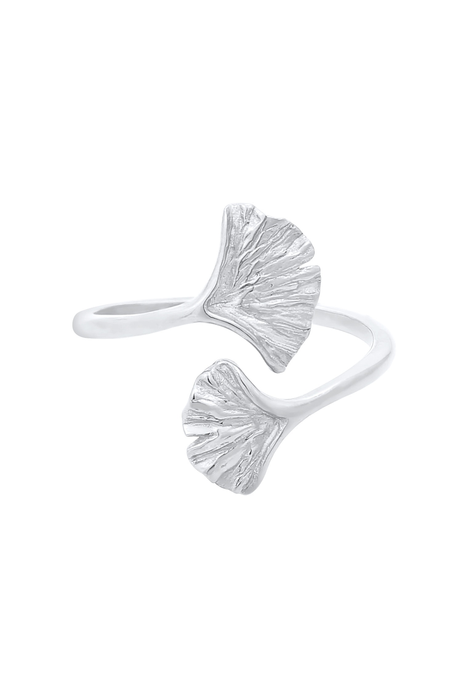 Elli Silberring »Ring Verstellbar offen Ginkgo Blatt Natur 925 Silber«