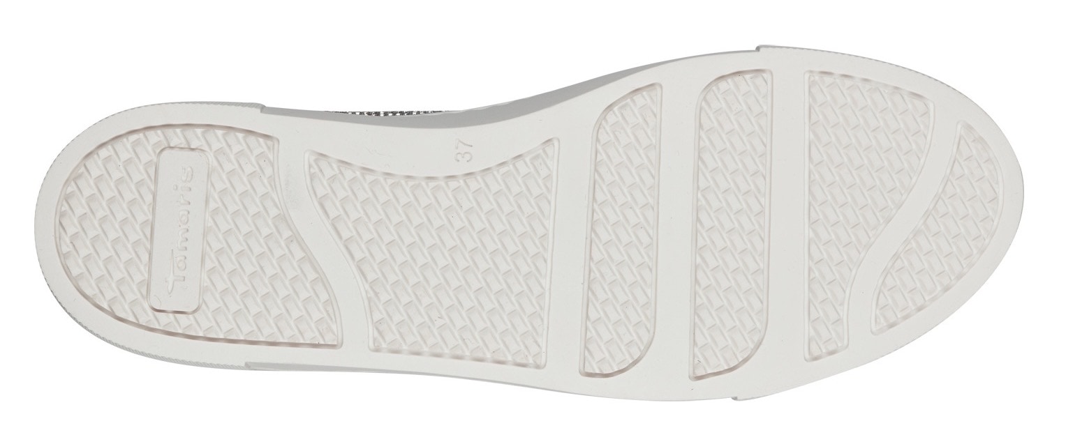 Tamaris Plateausneaker, Freizeitschuh, Halbschuh, Schnürschuh im Silber-Glitzer-Look
