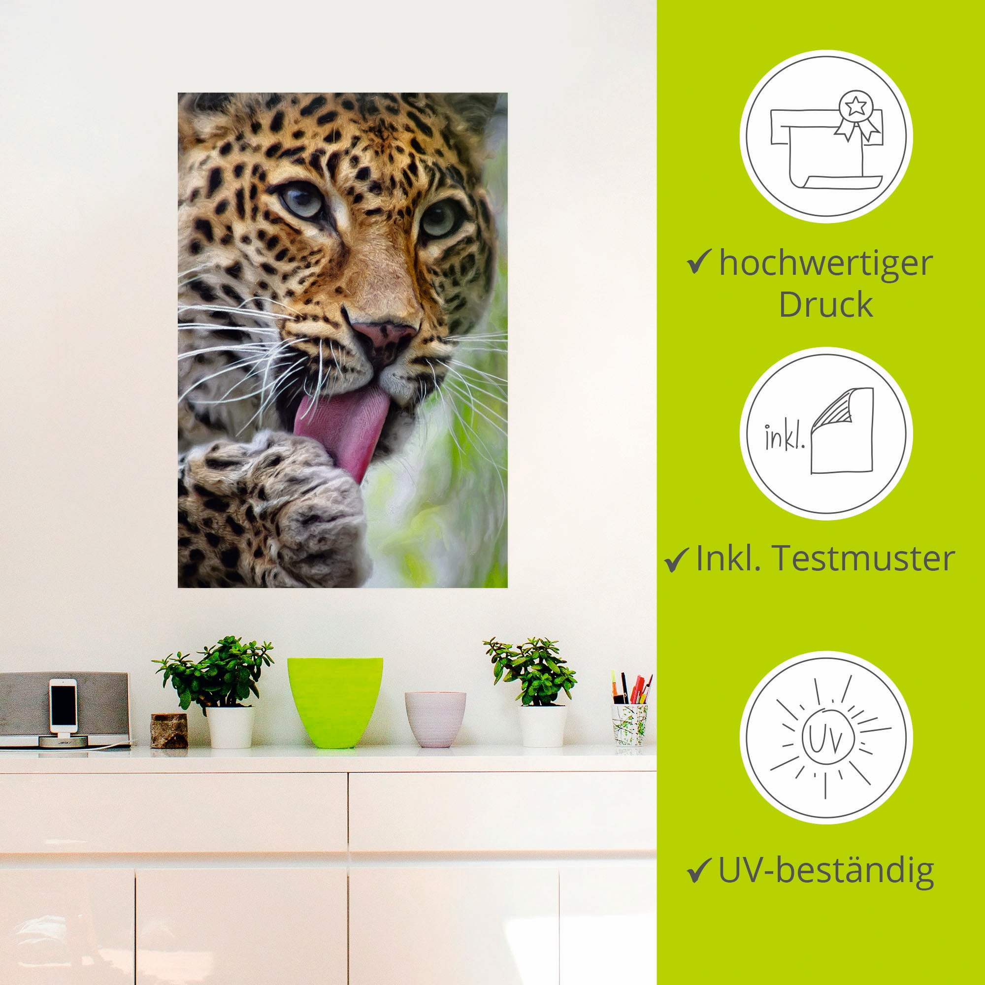 Artland Wandbild »Leopard«, Wildtiere, (1 St.), als Leinwandbild, Poster, Wandaufkleber in verschied. Größen