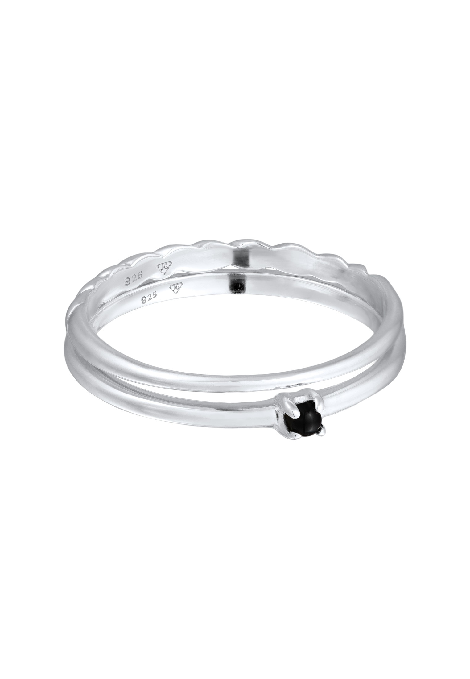 Elli Ring-Set »Ring Perle Klassik Gedreht 2er Set 925 Silber«