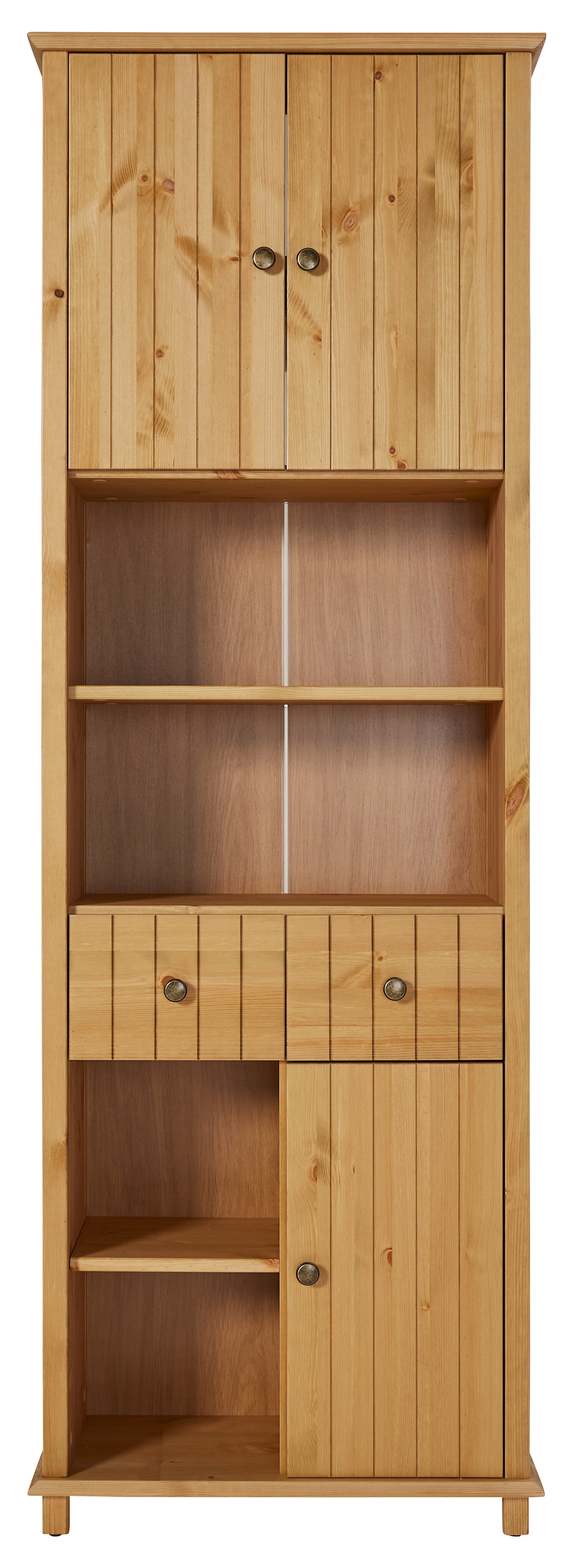Home affaire Hochschrank »Vili« Badezimmerschrank, Höhe 175 cm, 2 Schubladen, 3 Türen, aus Massivholz