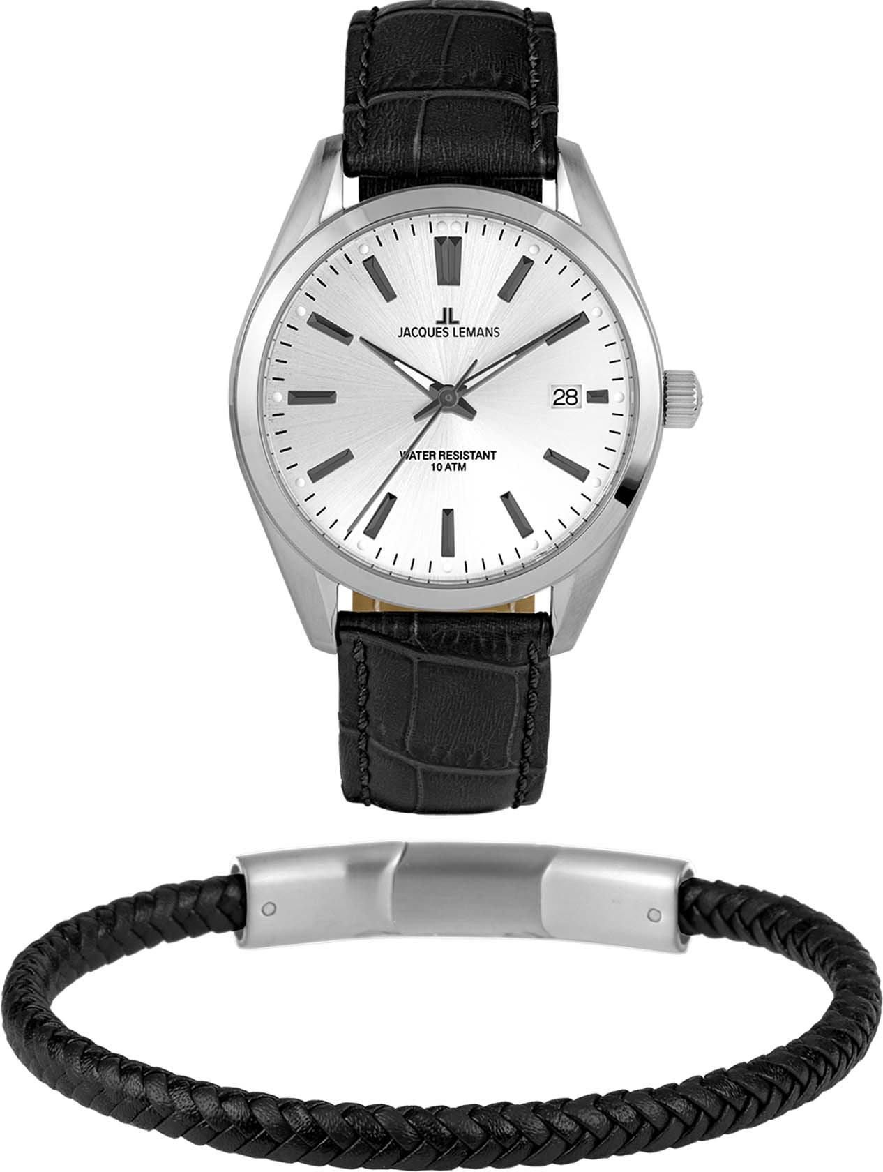 Jacques Lemans Quarzuhr »Derby Set, 1-2143B-SET«, (Set, 2 tlg., mit Armband), Armbanduhr, Herrenuhr, Datum, ideal auch als Geschenk