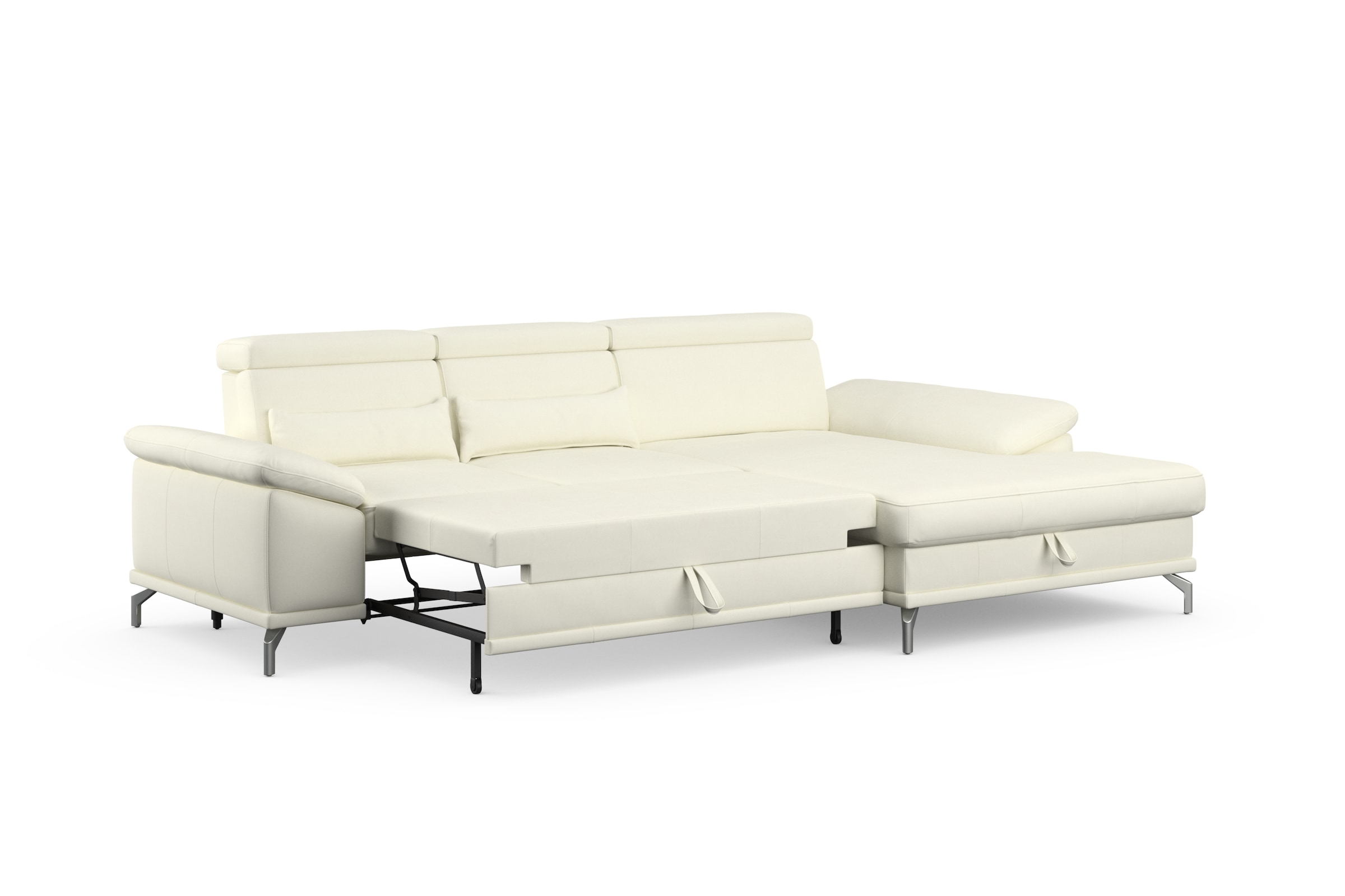 sit&more Ecksofa »Cabrio L-Form, mit Sitztiefenverstellung, Arm- und Kopfteilverstellung«, 2 Nierenkissen, Federkern, optional Bettfunktion und Stauraum