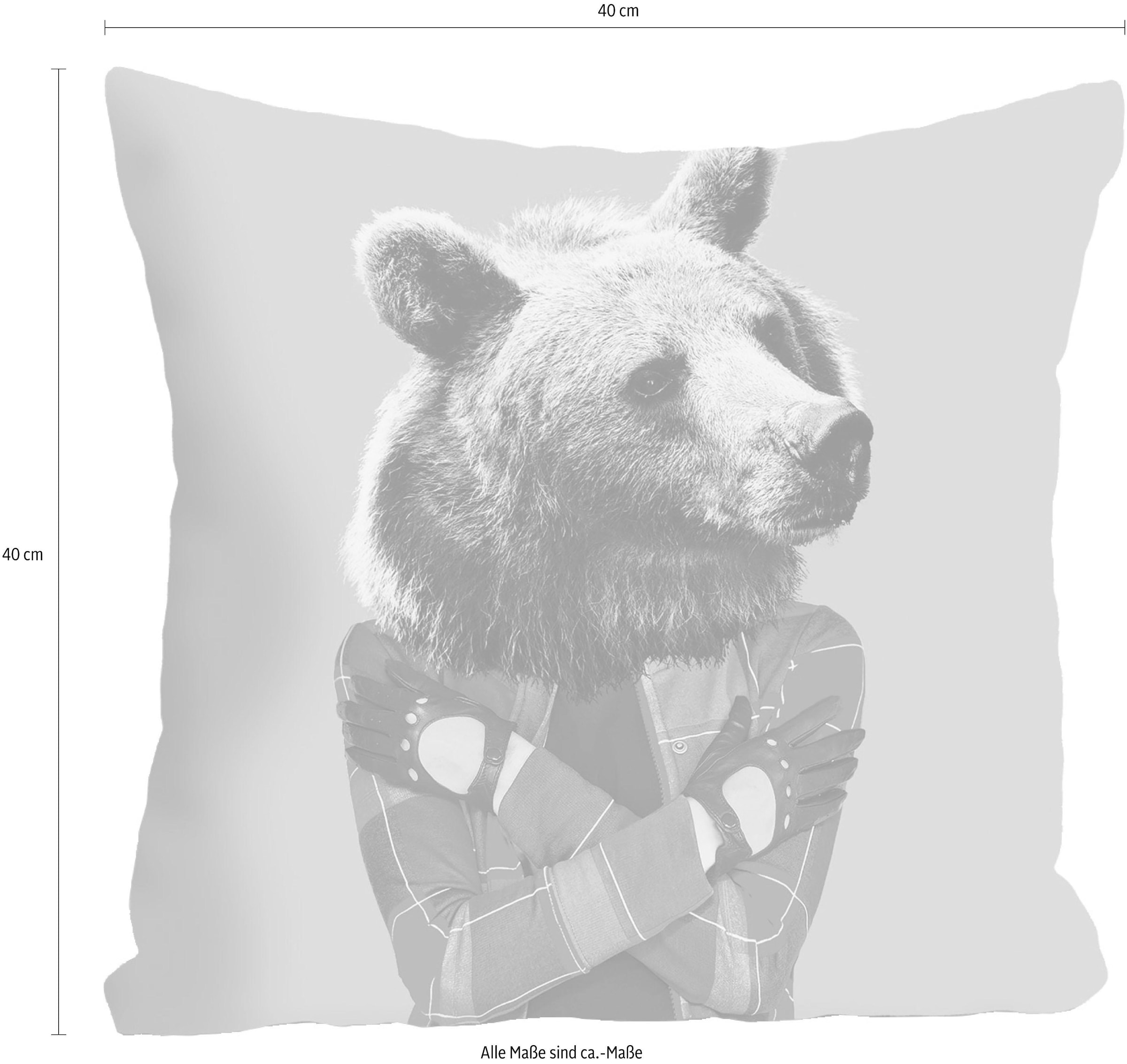 queence Dekokissen »»Bär«« mit seidigem Glanz, Kissenhülle ohne Füllung, 1 Stück