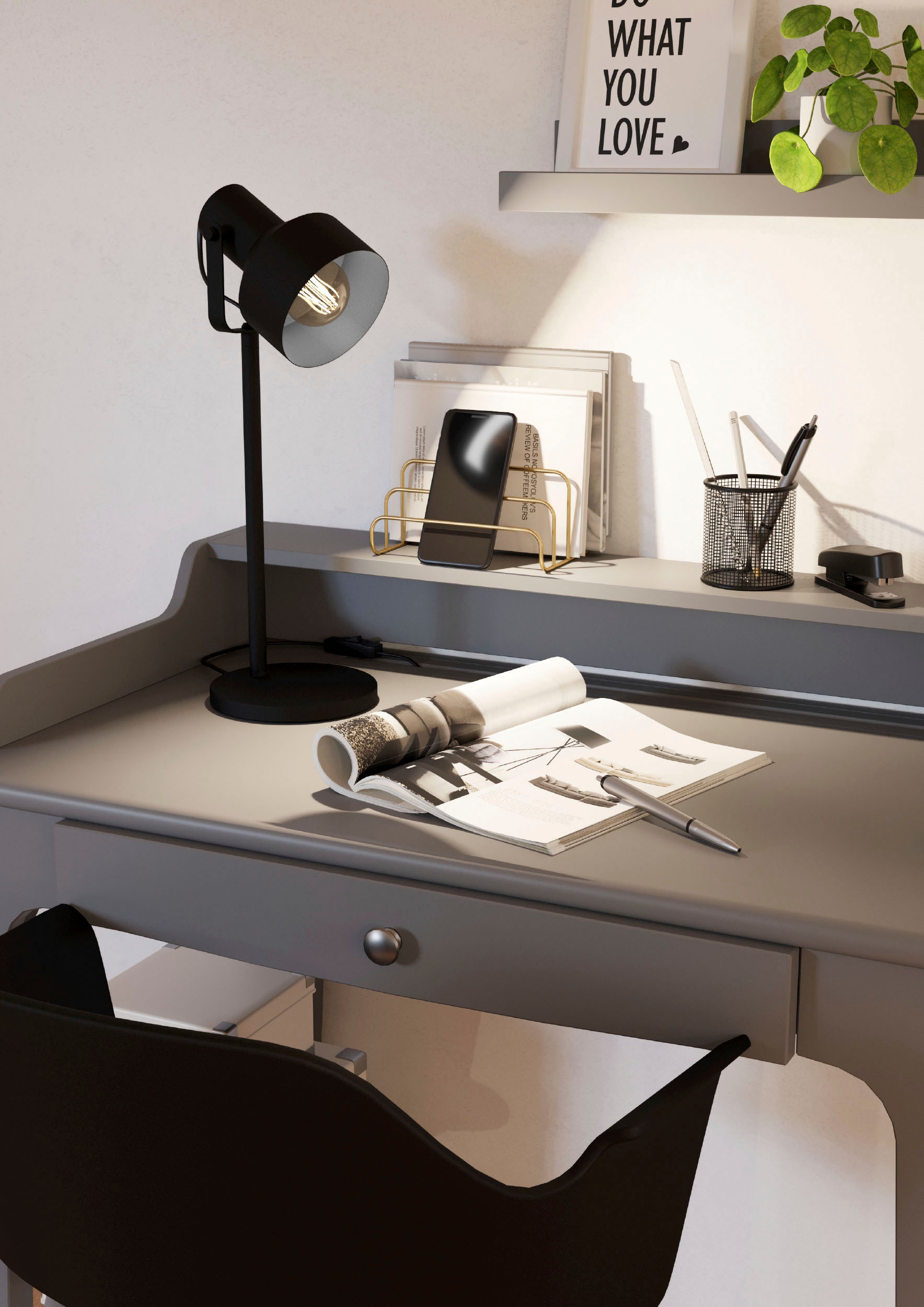 EGLO Tischleuchte »CASIBARE«, OTTO E27 Nachttischlampe, im Wohnzimmerlampe, Online Fassung Shop Tischleuchte industrial
