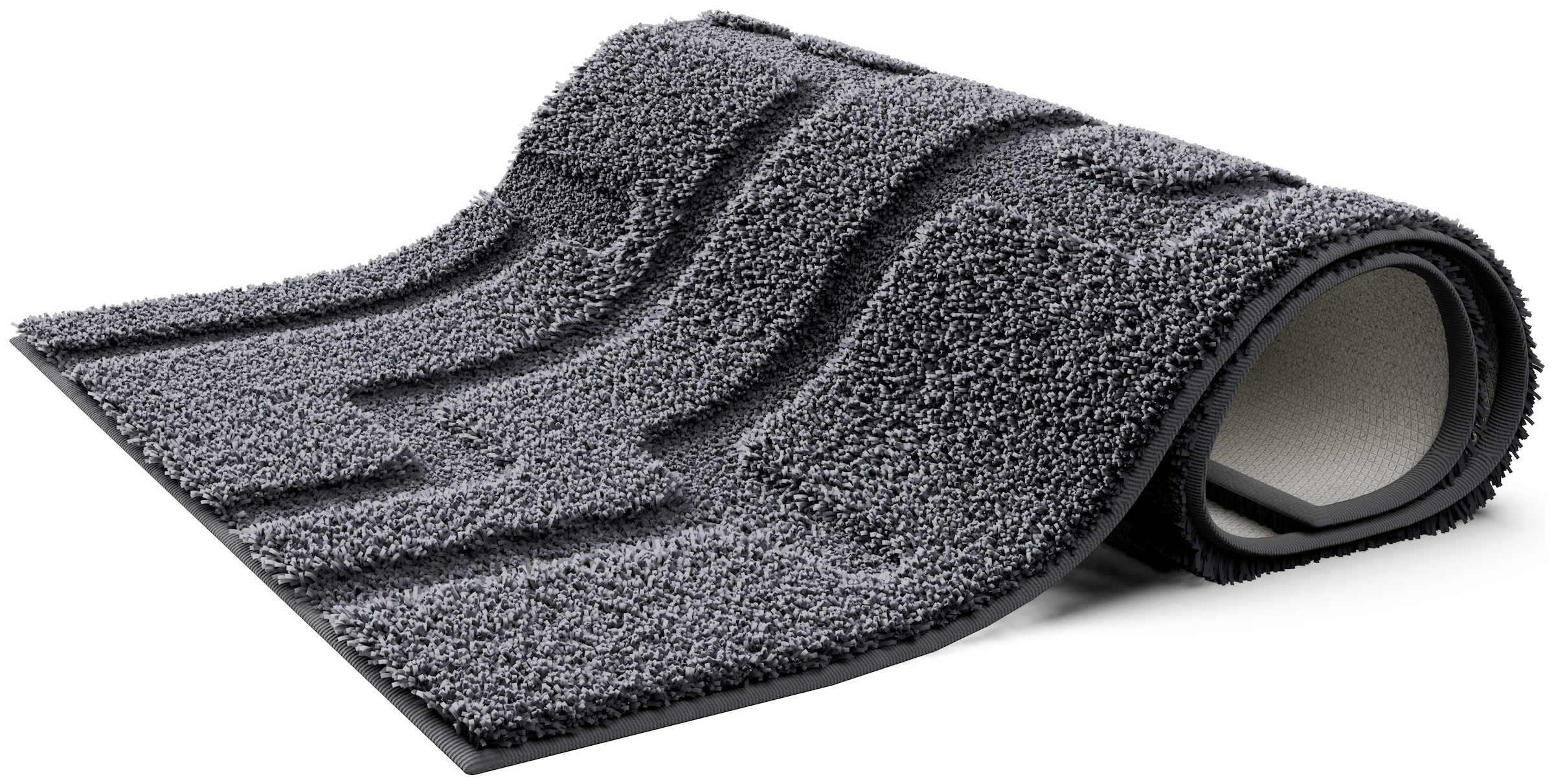 Grund Badematte »Riana, Badvorleger, Badezimmer Teppich, sehr weich« Höhe 20 mm rutschhemmend beschichtet schnell trocknend Modernes Design mit Linien in Hoch-Tief-Struktur, Made in Europe
