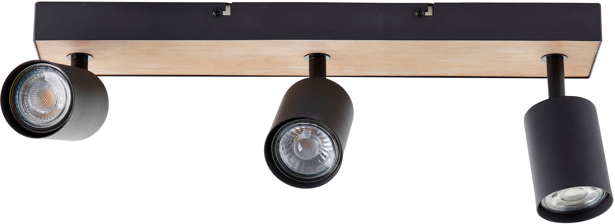 Brilliant Deckenstrahler »Jello Wood«, 3 flammig, Leuchtmittel GU10 | LED wechselbar, Spotbalken schwenkbar, 15x42x8 cm, GU10, 345lm, 3000K, Metall/Holz