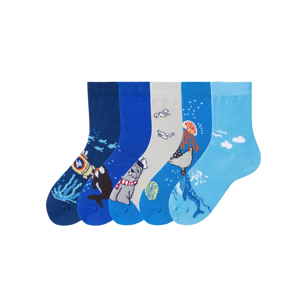 Arizona Socken, (5 Paar), mit Meeresmotiven