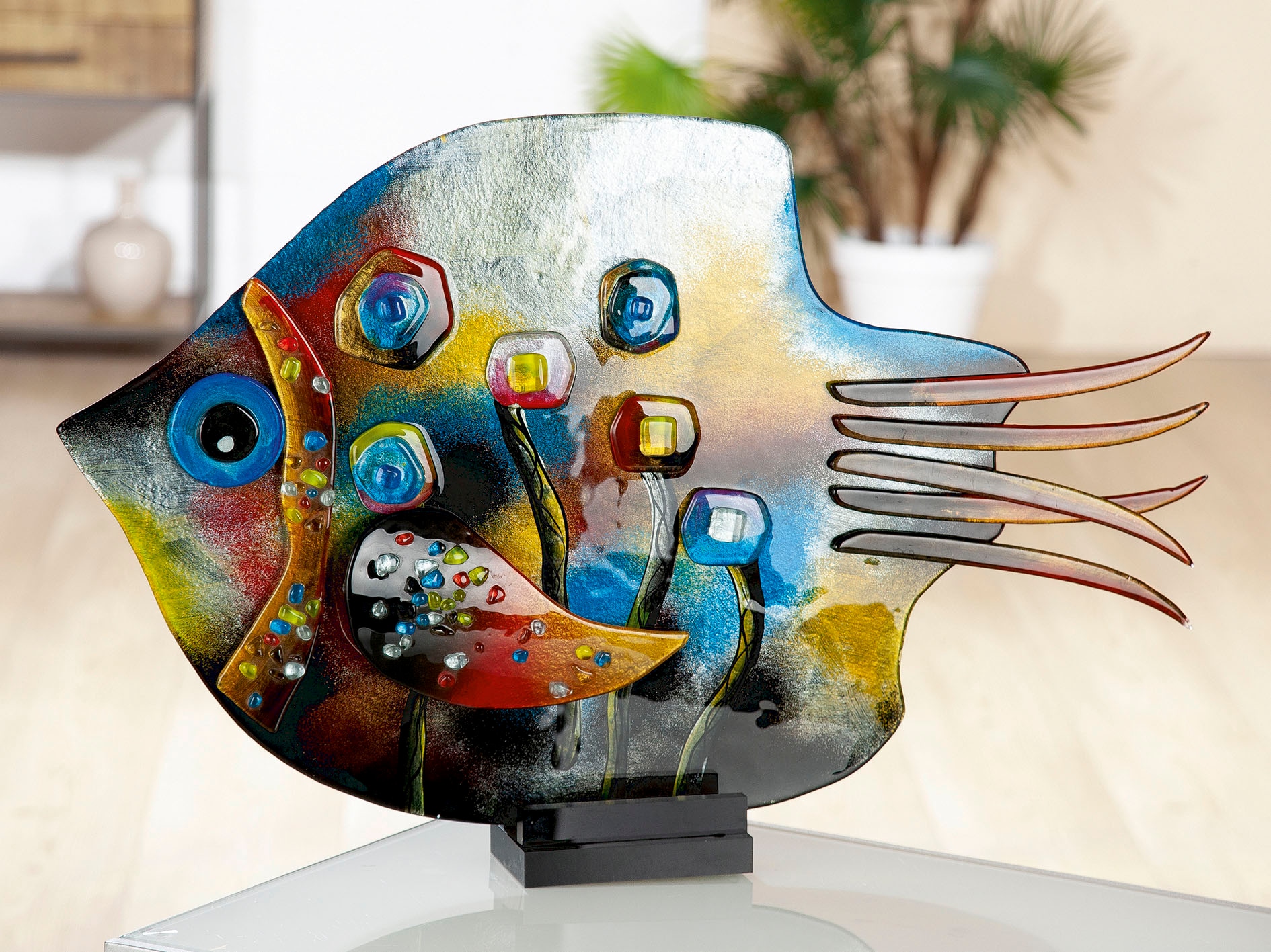 GILDE GLAS art Dekofigur »Skulptur Fresh (1 OTTO Glas Online St.), Fisch bestellen bunt, Flowers«, im Shop