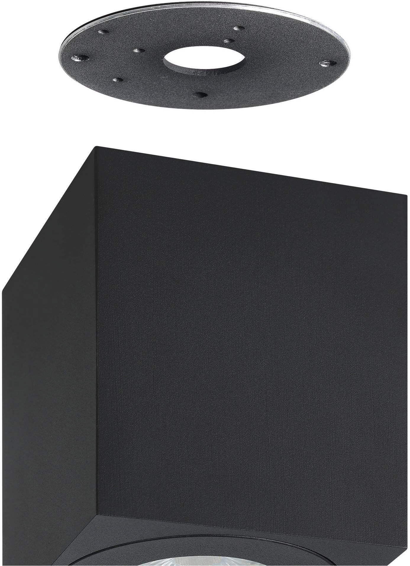 EGLO Deckenleuchte »Torrecola Deckenlampe, Außenbeleuchtunga us Aluminium, GU10, Lampe« GU10 1 Stk. Wand-/Deckenleuchte - L8 x B8 x H9,5 cm - schwarz - 1X5W exkl.