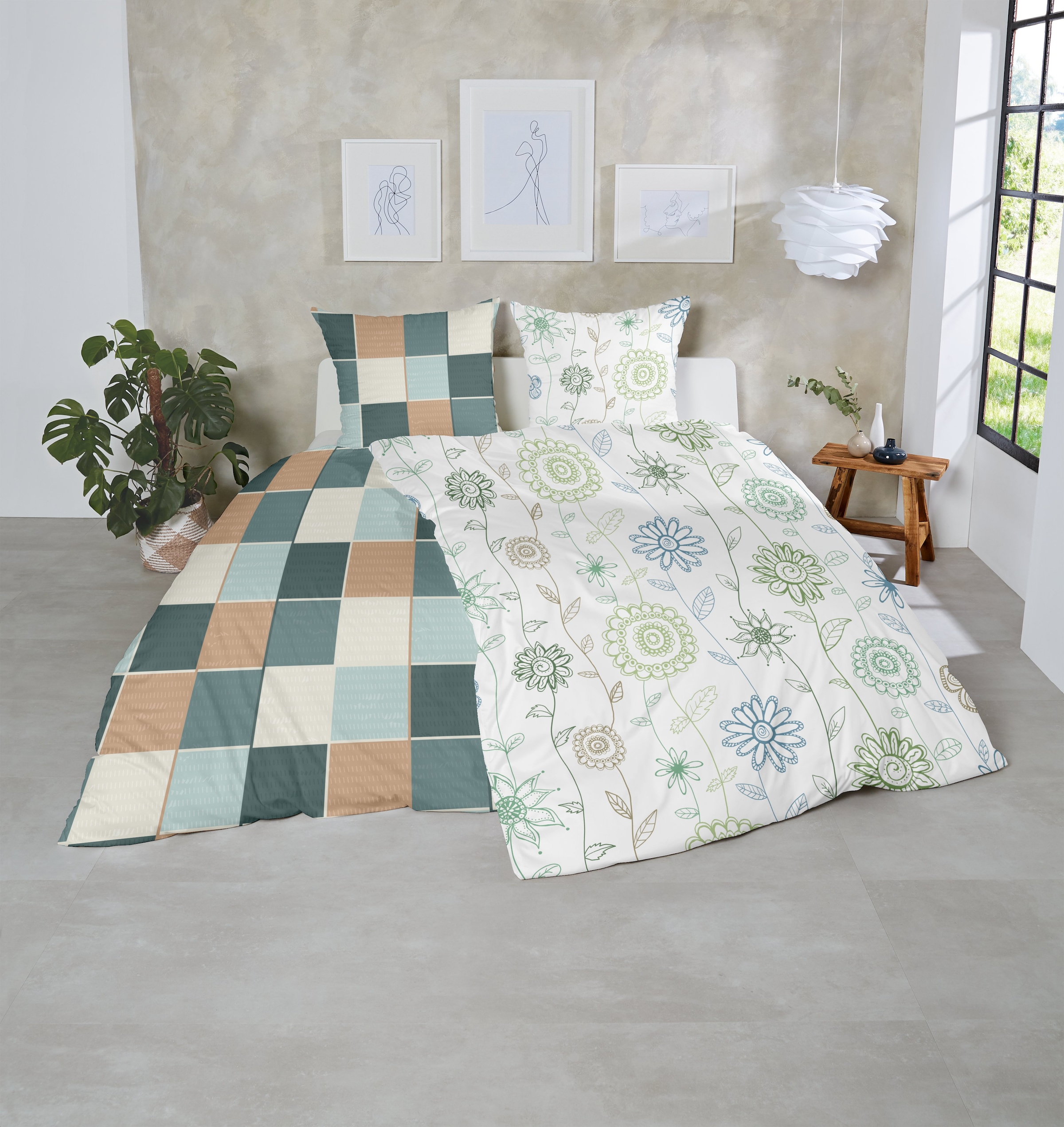 Primera Bettwäsche »Feinbiber-Bettwäsche Frida« 2 Stk. mit fröhlichem Blumenmuster