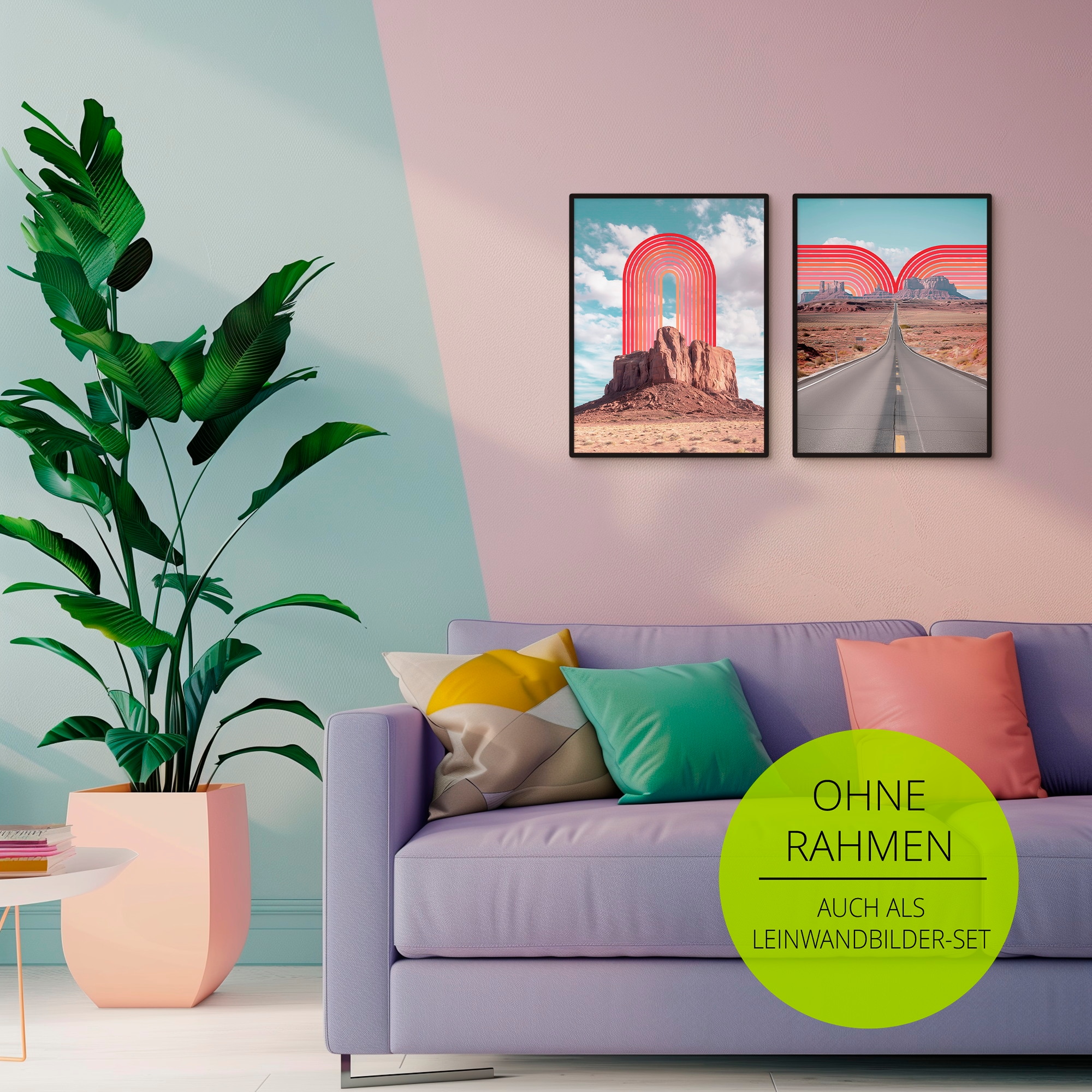 OTTO home Wandbild »Retro Bögen I und II« Bilder von Amerika 2 Stk. tlg. als Poster oder Leinwandbilder Set