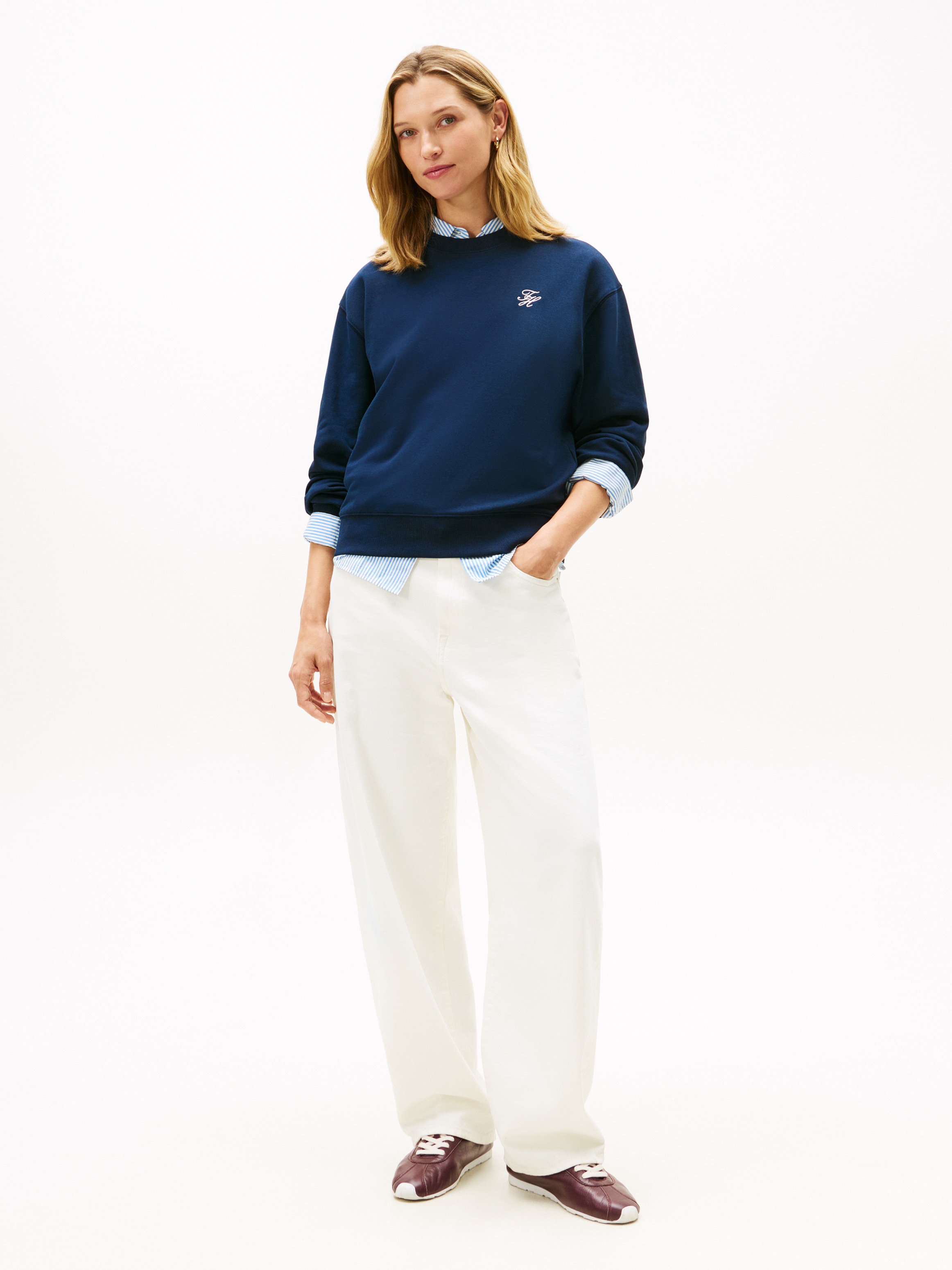 Tommy Hilfiger Sweatshirt »TH SCRIPT REG TERRY SWTSHRT«, Baumwollmischung, Stretch, regular fit
