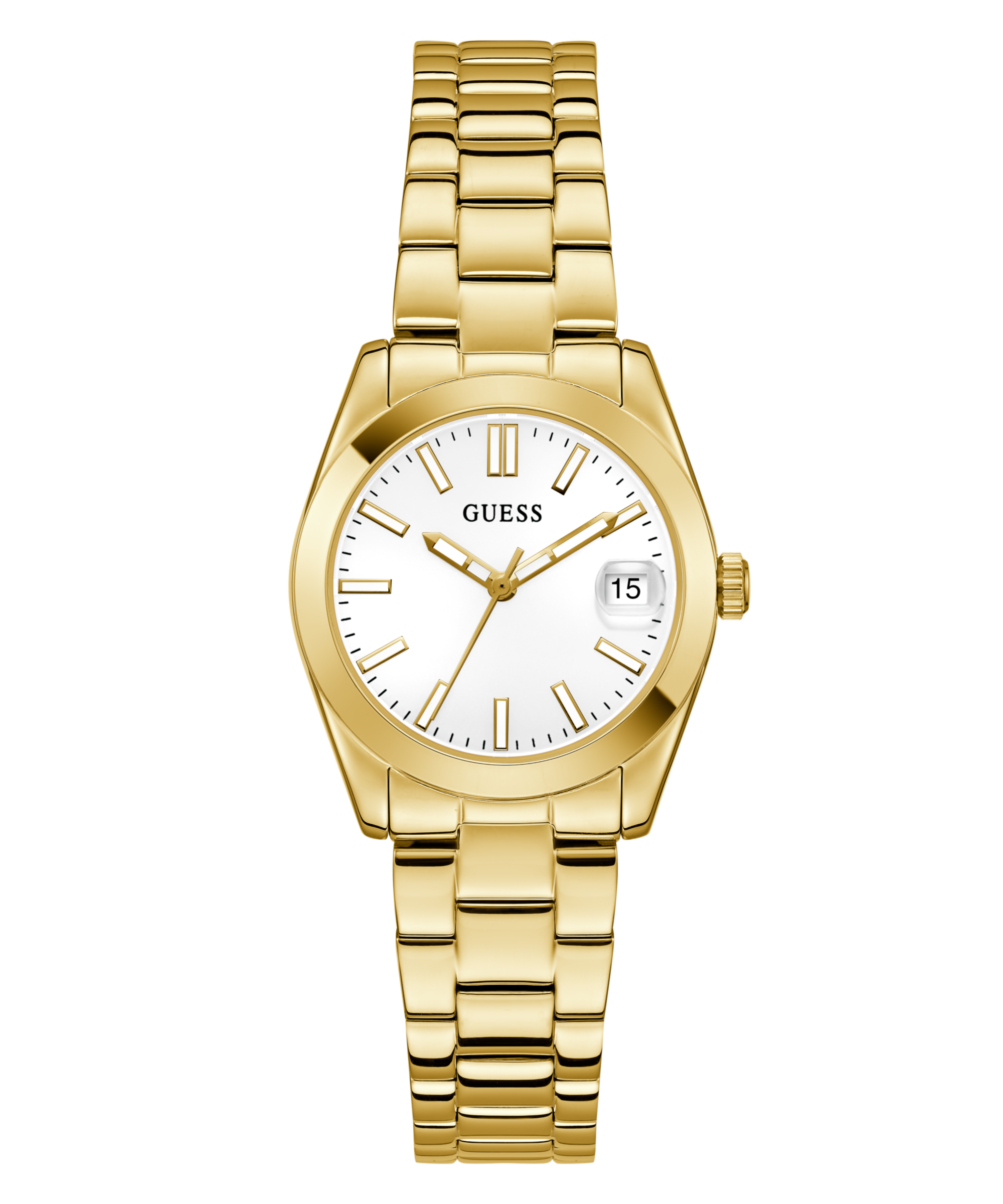 Guess Quarzuhr »ALICE« Armbanduhr, Damenuhr, Edelstahlarmband, Datum, Kristallglas