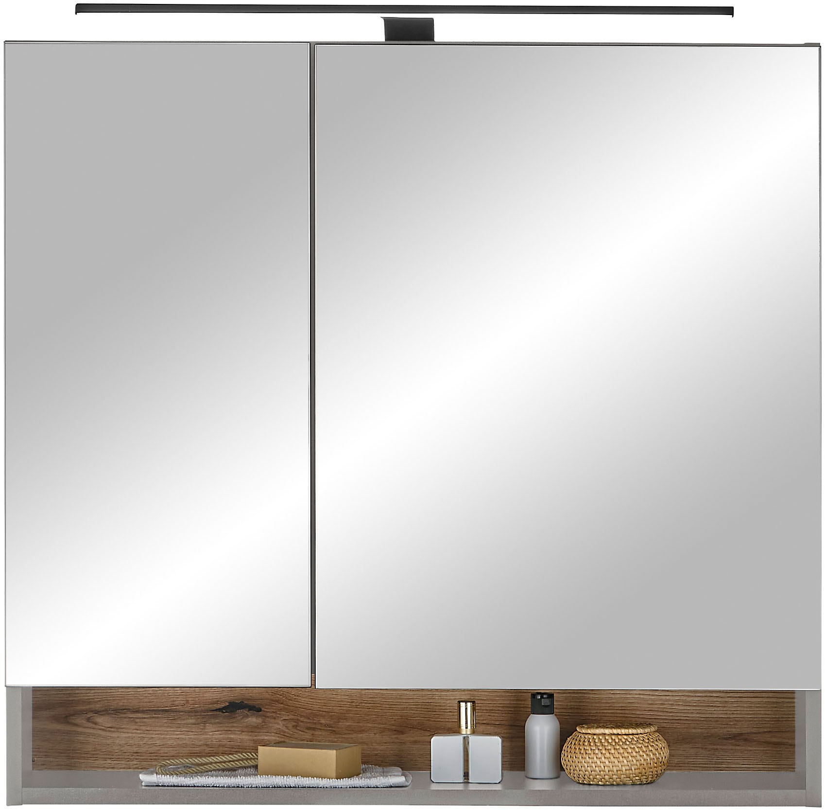 BASIC by Balculina Spiegelschrank »Denver Spiegelschrank, Badezimmerschrank BxHxT 80x75x22«, (1 St.), Breite 80 cm, Tür L/R montierbar, Softclose