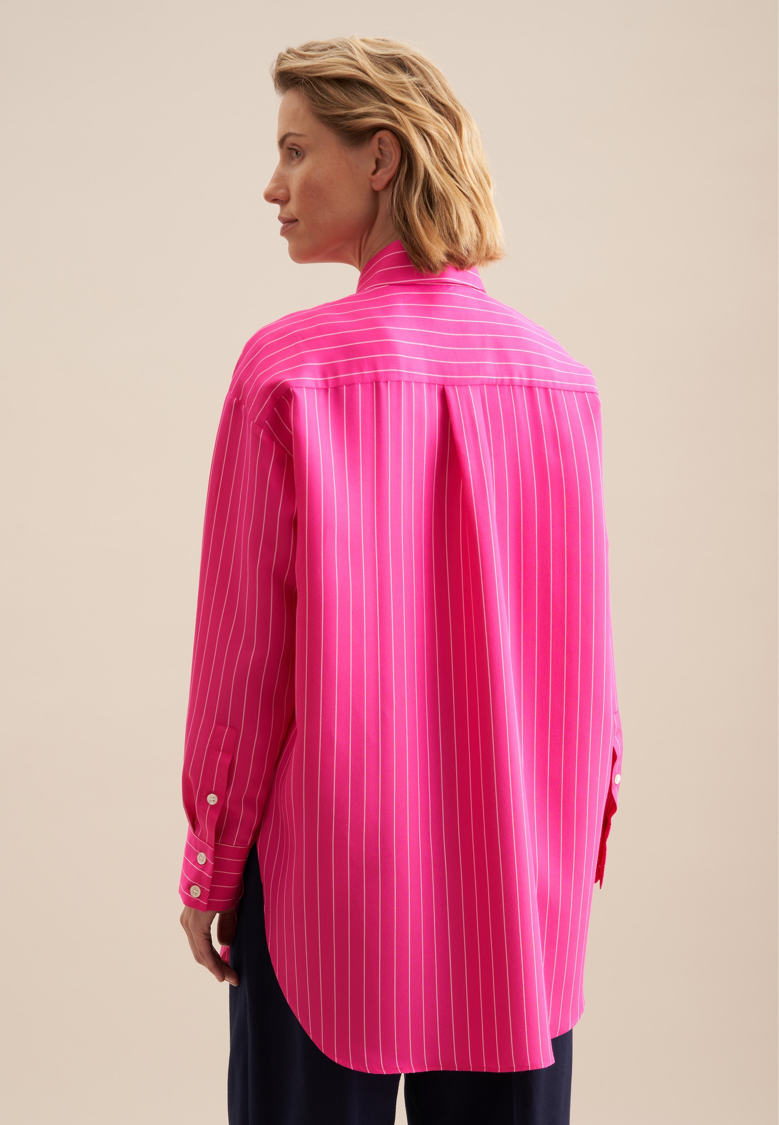 seidensticker Longbluse »Schwarze Rose«, Langarm Kragen Streifen