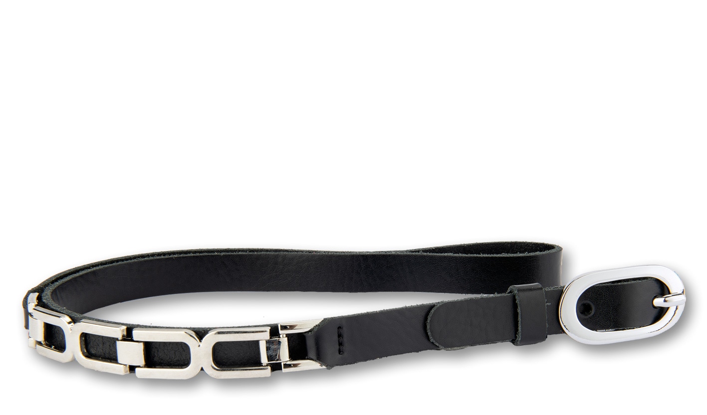 Bernd Götz Damen Ledergürtel mit Kettendetail in schwarz, Größe 80