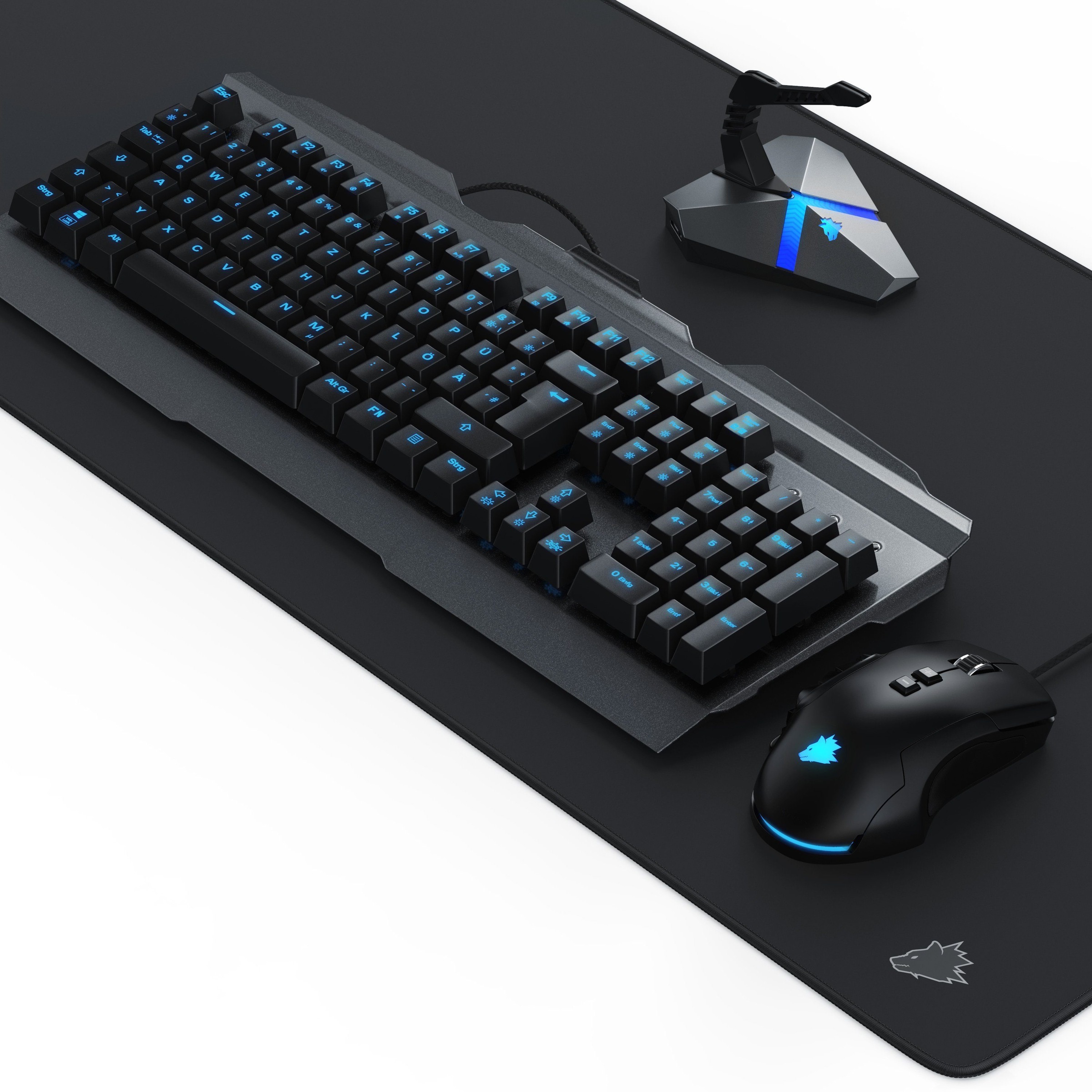 Titanwolf Gaming Tastatur, Maus, Mauspad & Mauskabelhalter Bundle »SYSTEM INVADER Gaming Set«