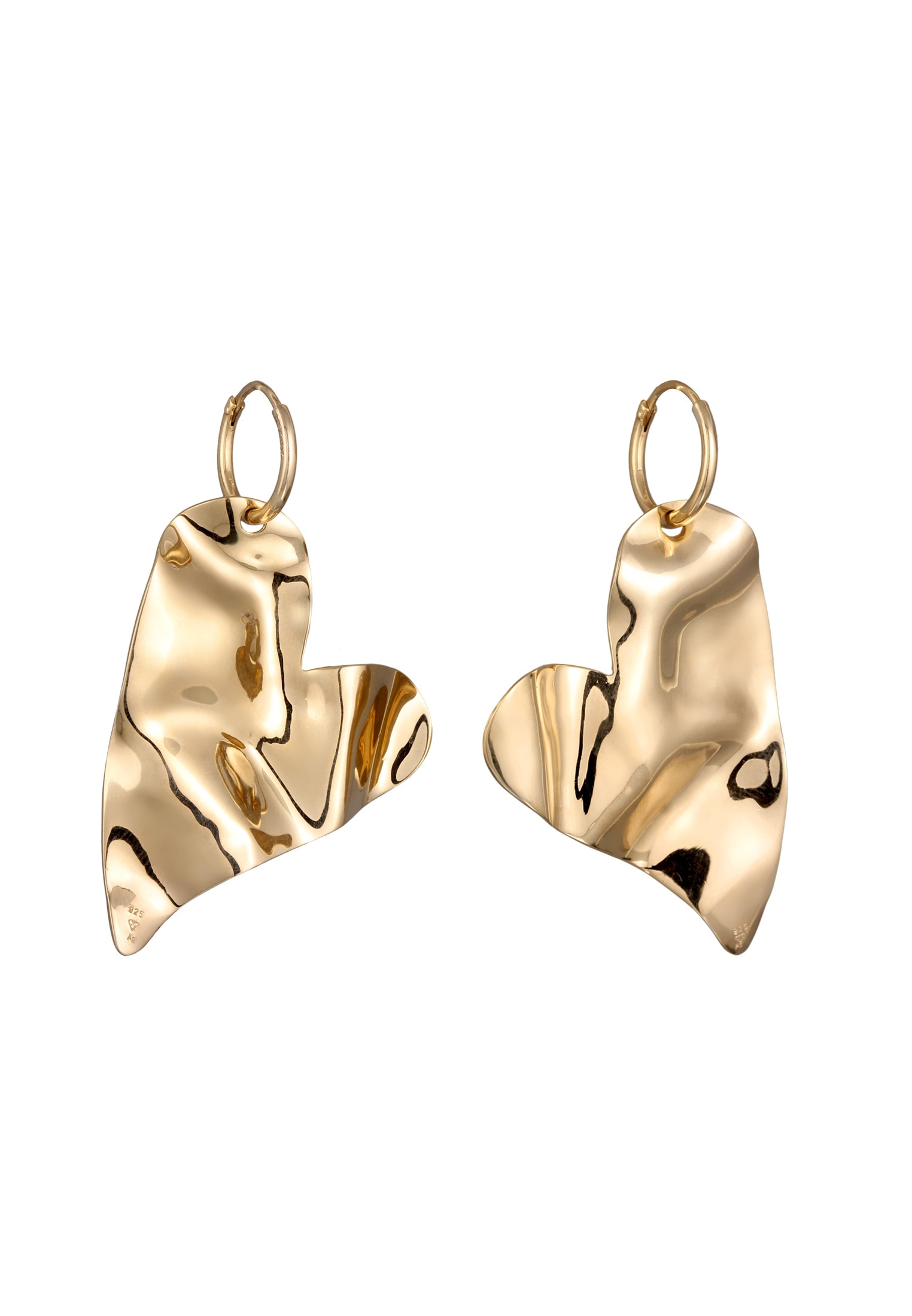 Elli Premium Paar Creolen »Ohrringe Creolen Herz 925 Sterling Silber vergoldet«