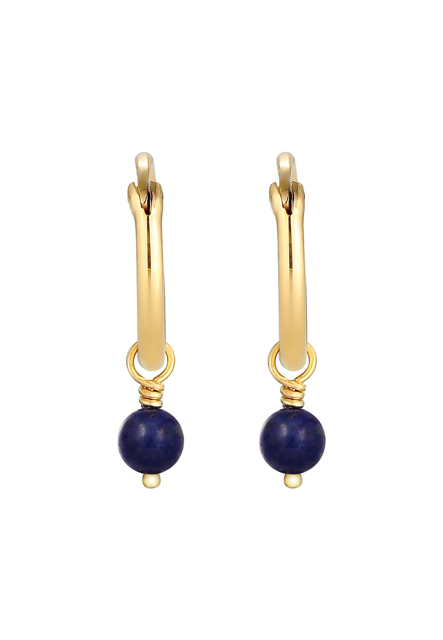 Elli Paar Creolen »Ohrringe Creolen Lapis Lazuli Kugel Rund 925 Silber«