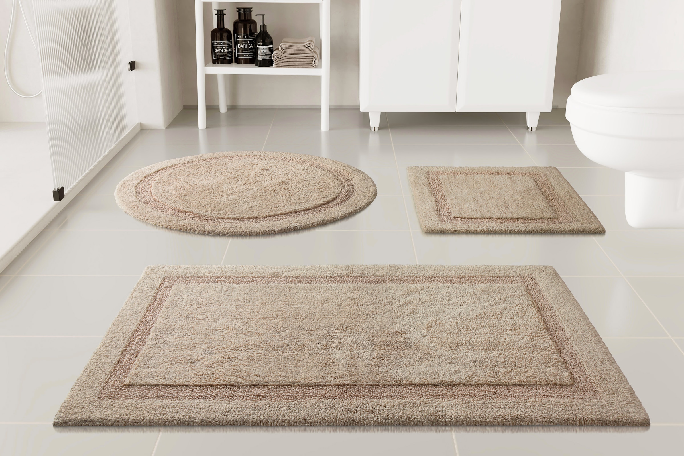 OTTO home Badematte »Meellor« Höhe 20 mm rutschhemmend beschichtet fußbodenheizungsgeeignet Badteppich, getuftet, modern, Uni, antirutsch, flauschig, Baumwolle
