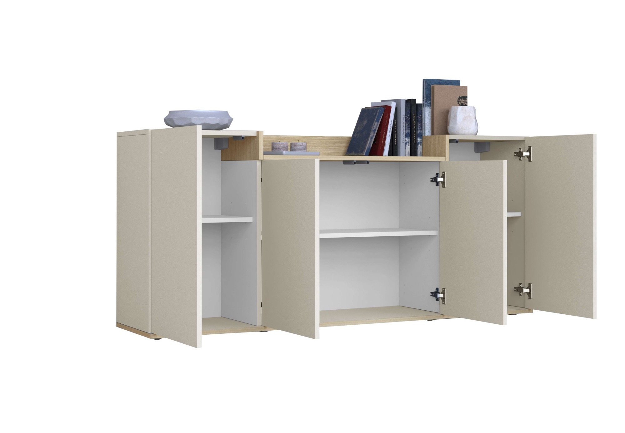 OTTO home Sideboard »BOLSENA, Kommode, Schrank,Lowboard mit 6 Fächer und offenes Ablagefach« 1 Stk. tlg. stehend/hängend montierbar, Made in Italy, B/T/H: 160 × 35 × 71,2 cm