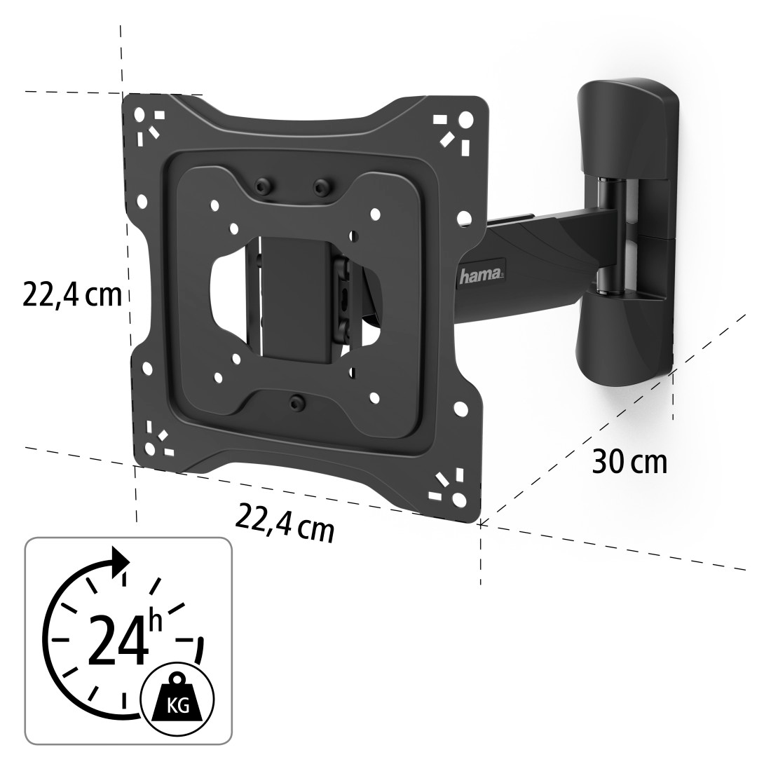 Hama TV-Wandhalterung »Wandhalterung (schwenkbar, neigbar,19"-48", VESA 200x200)« bis 122 cm Zoll mit Diebstahlschutz