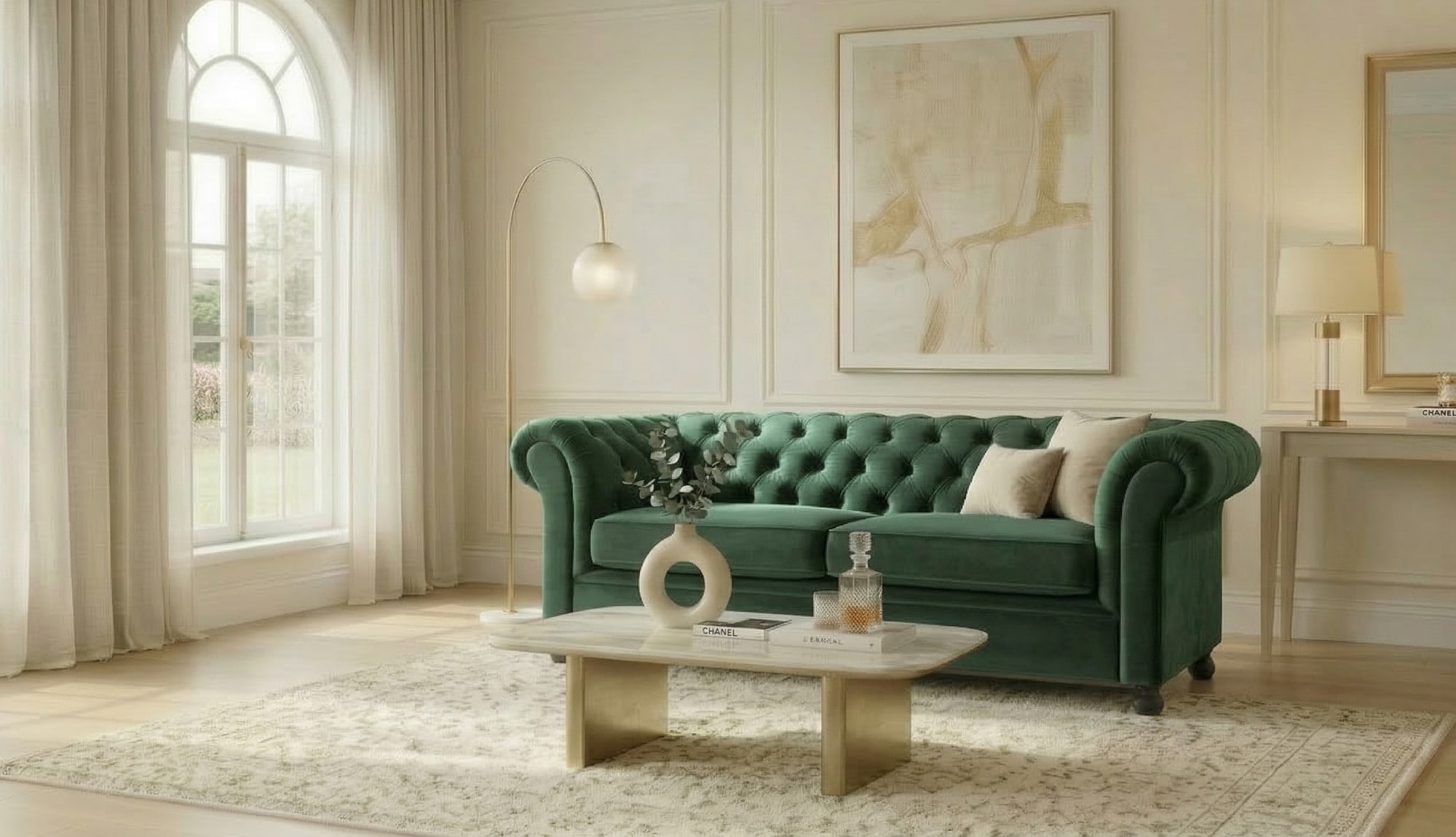 Home affaire 3-Sitzer »BRONNOY Chesterfield Sofa mit aufwendiger Knopfheftung, Breite 193 cm« Sofa mit geschwungenen Armlehnen, Chesterfield-Optik, Glamour