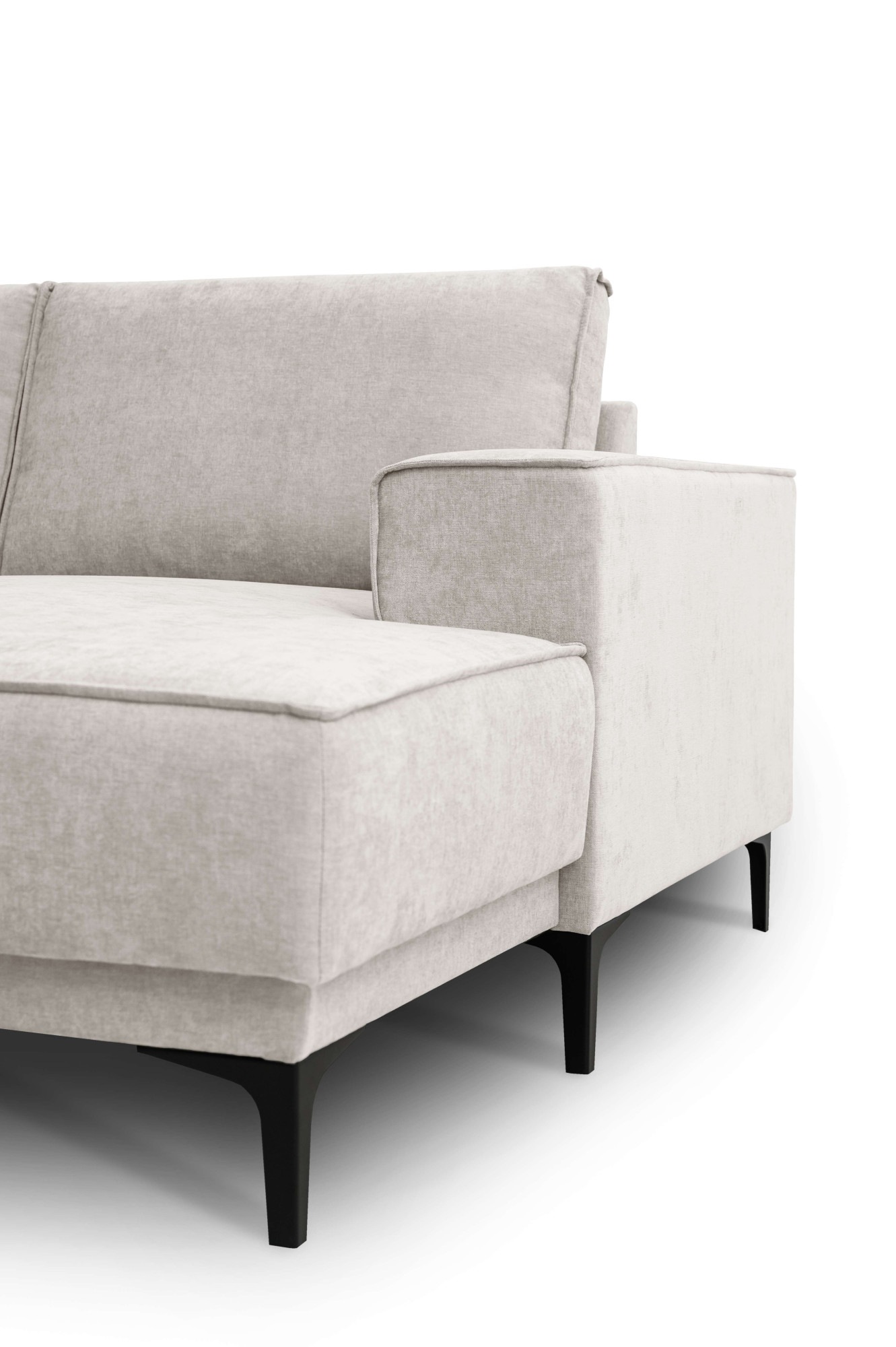 Places of Style Wohnlandschaft »XXL Sofa Oland, Struktur, Flachgewebe, Luxus-Microfaser, Boucle«, U-Form, 342 cm, Wellenunterfederung, Skandi-Design, Metallfüße