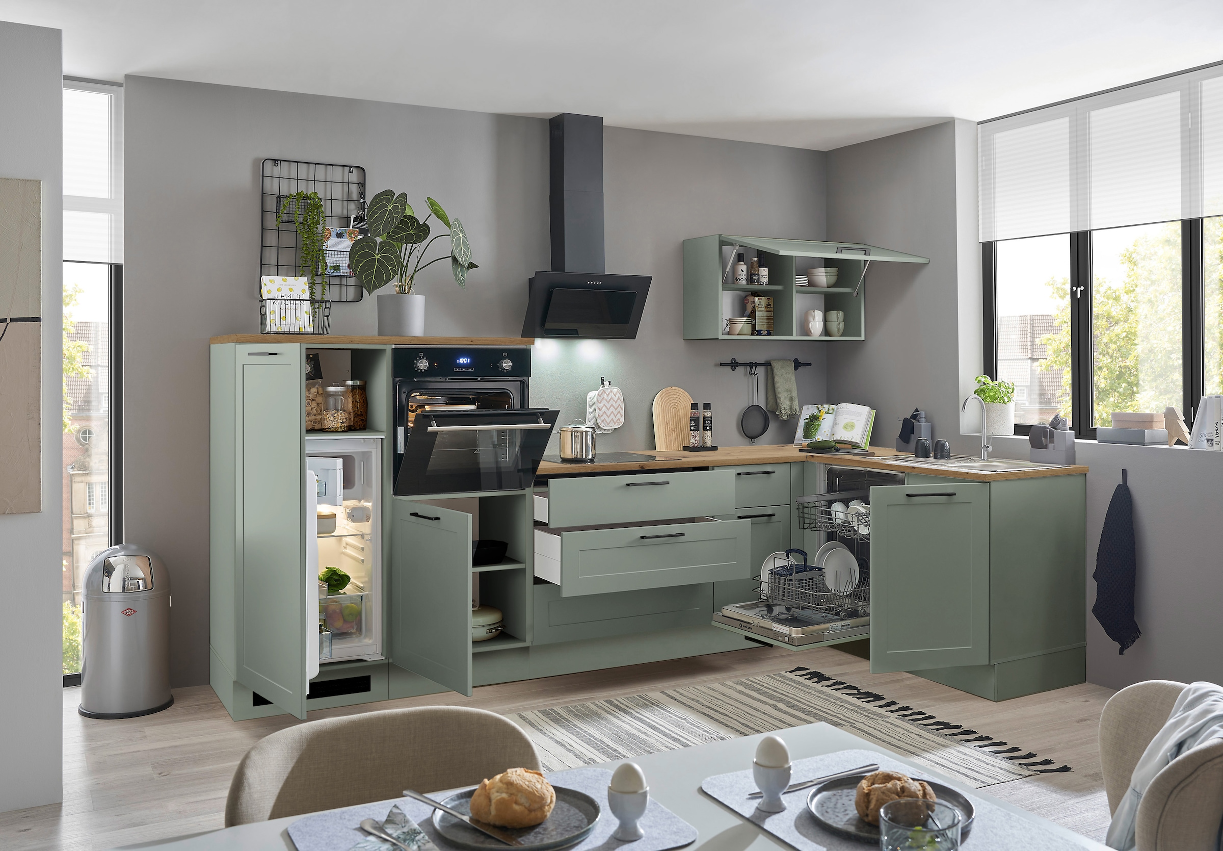 BASIC by Balculina Winkelküche »Marsi« Stellmaße 320x175 cm, wahlweise mit E-Geräten, mit Soft-Close-Funktion