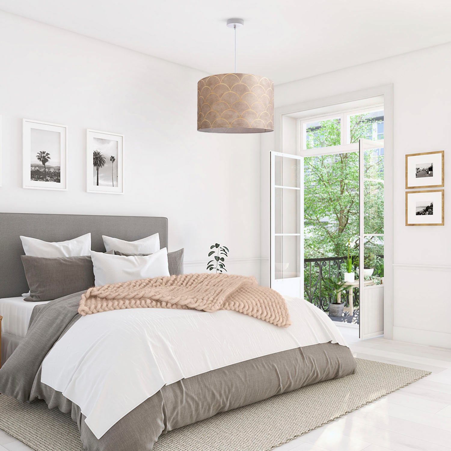 Paco Home Pendelleuchte »Hugo Pillar«, Leuchtmittel E27 | ohne Leuchtmittel, Pendelleuchte Esstisch Lampe Wohnzimmer Stoffschirm Vintage Modern