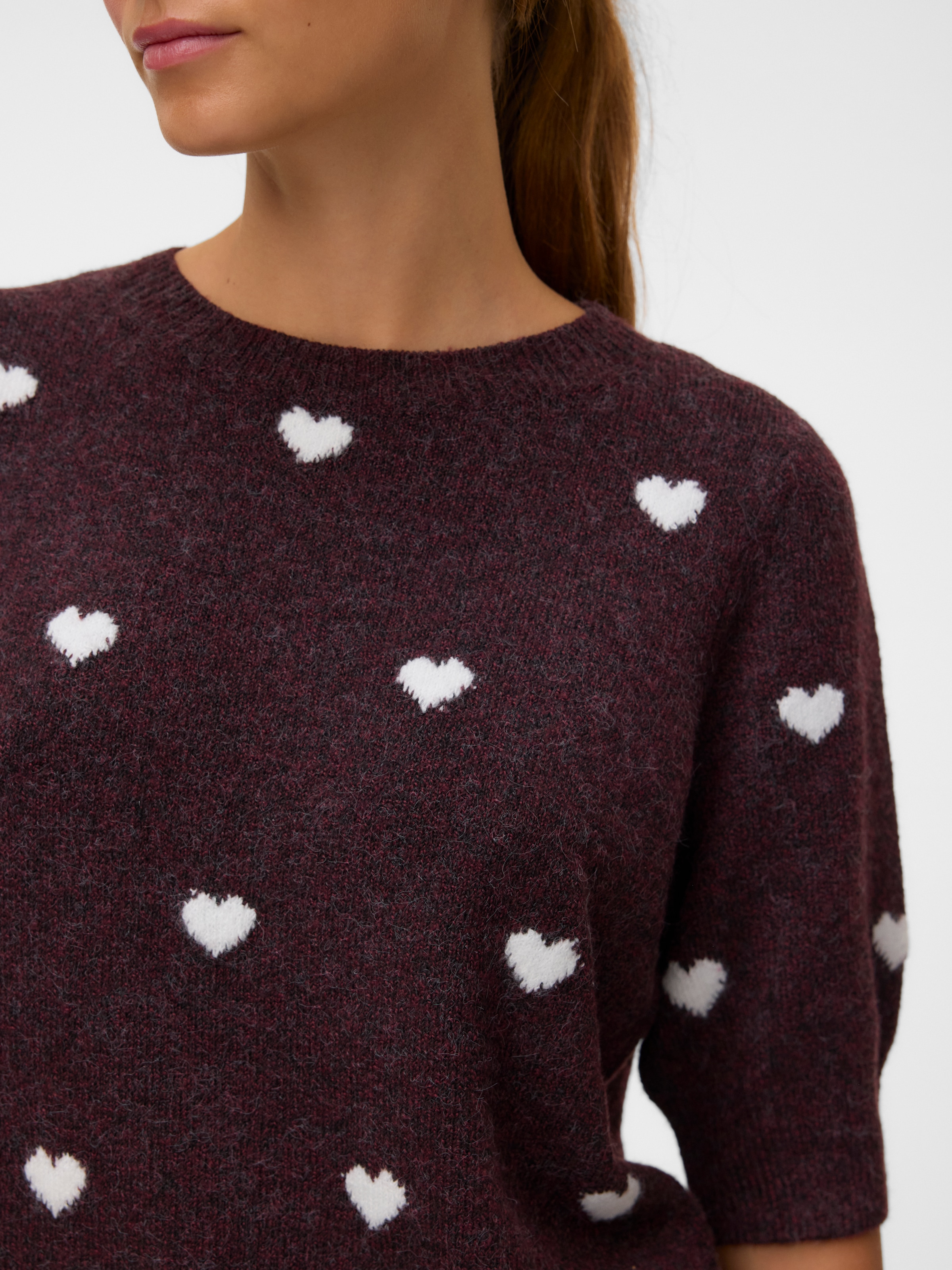 Vero Moda Kurzarmpullover »VMDOFFY INTARSIA 2/4 O-NK PULLOV GA NOOS« Materialmix, Stretch, regular fit
