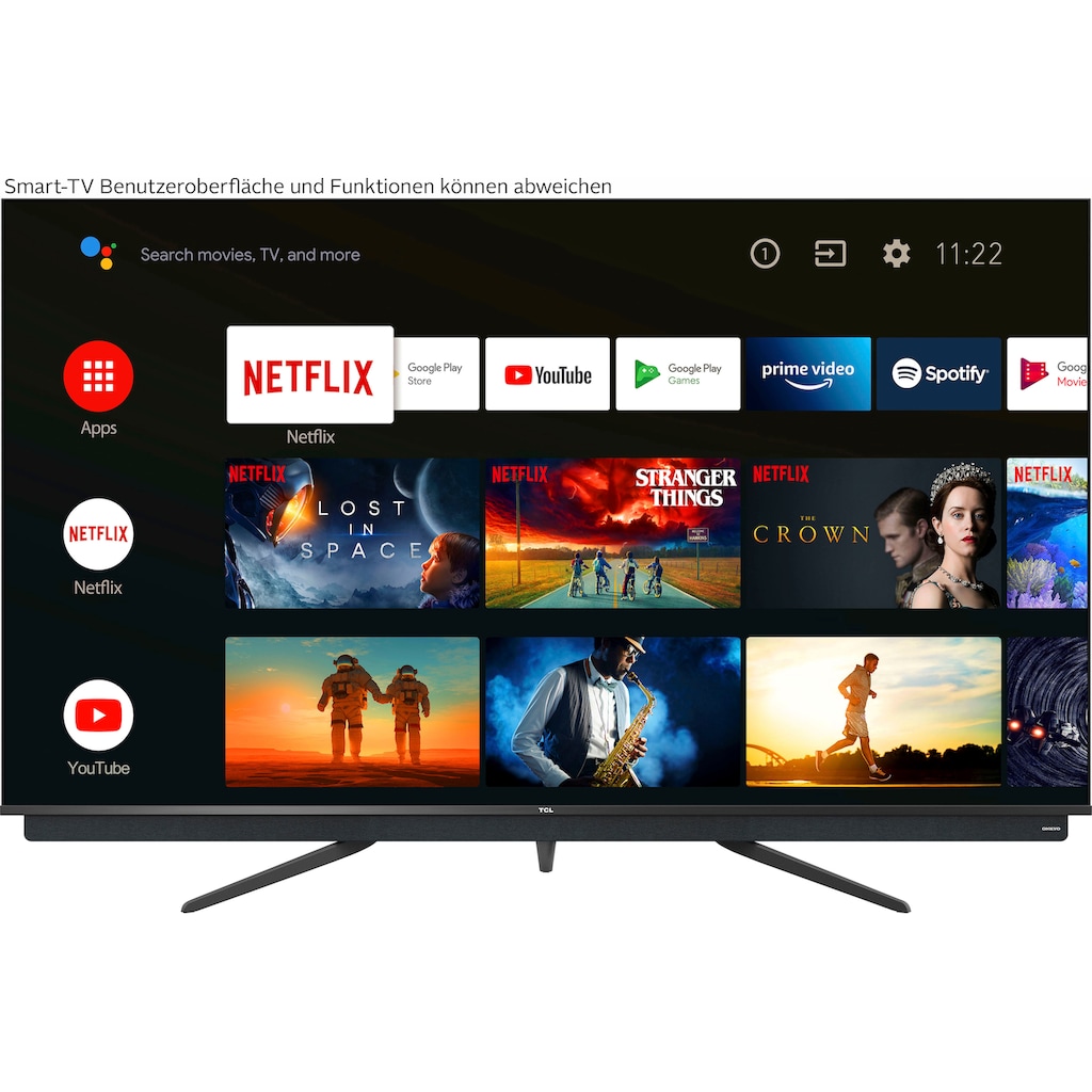 TCL QLED-Fernseher »75C815X1«, 189 cm/75 Zoll, 4K Ultra HD, Smart-TV, integrierter ONKYO Soundbar,Android TV Sprachfernbedienung