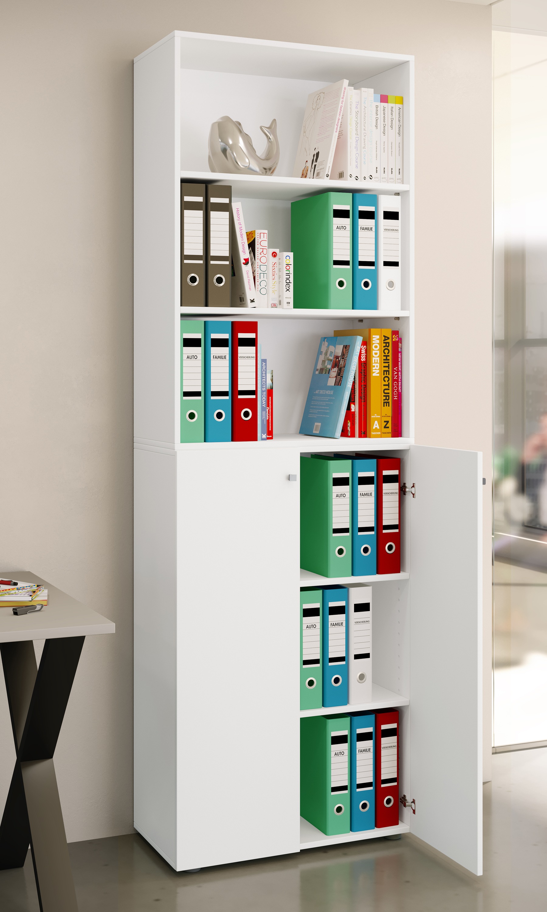 VCM Aktenschrank »VCM Büroschrank mit 6 Fächern | Büroregal | moderner Aktenschrank mit Drehtüren | Maße ca. H. 220 x B. 70 x T. 40cm ¿ Lona 6-Fach« 1 Stk. tlg.