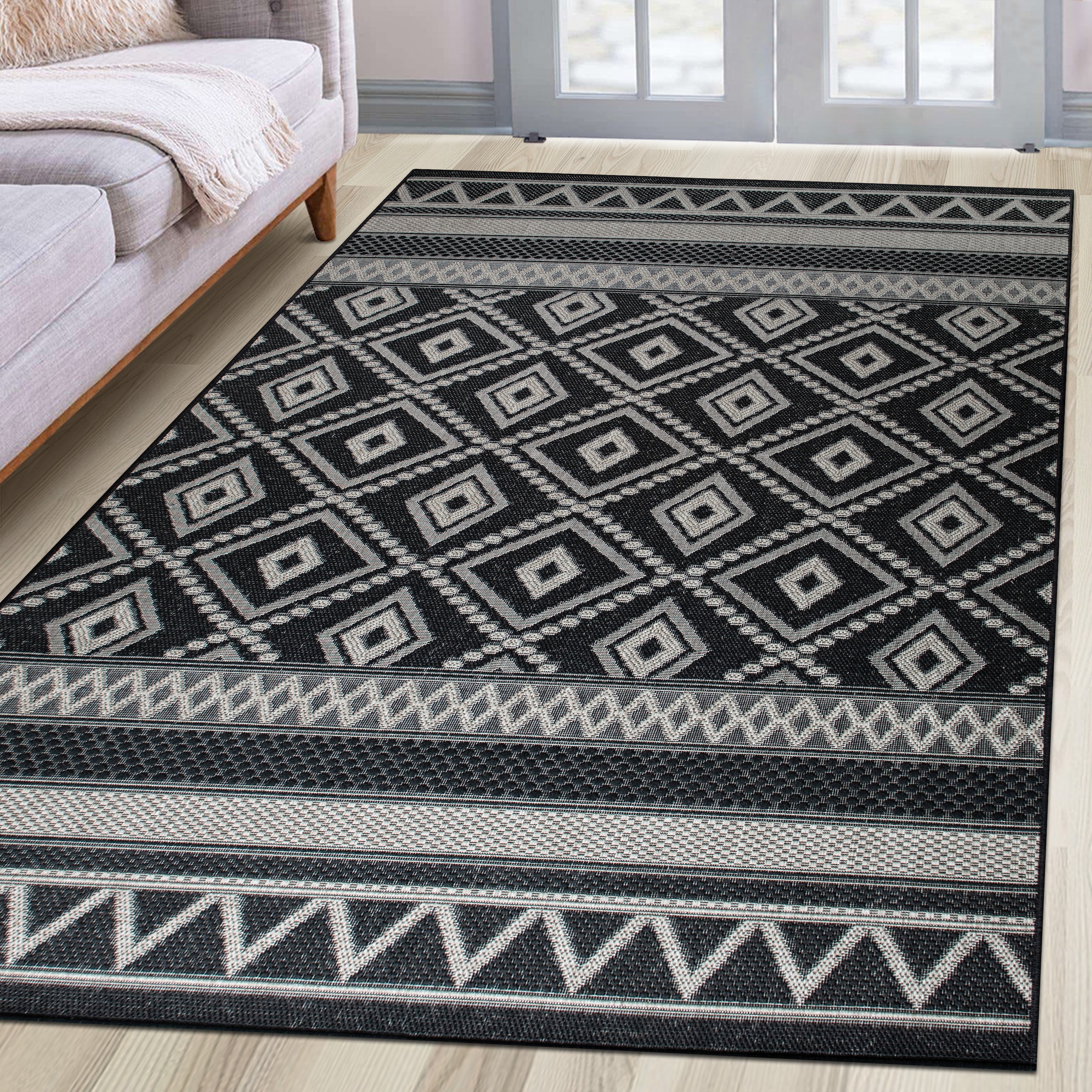 my home Teppich »Toronto auch als Läufer erhältlich«, rechteckig, 3 mm Höhe, In- und Outdoor geeignet, Sisal-Optik, Wetterfest & UV-beständig, Boho