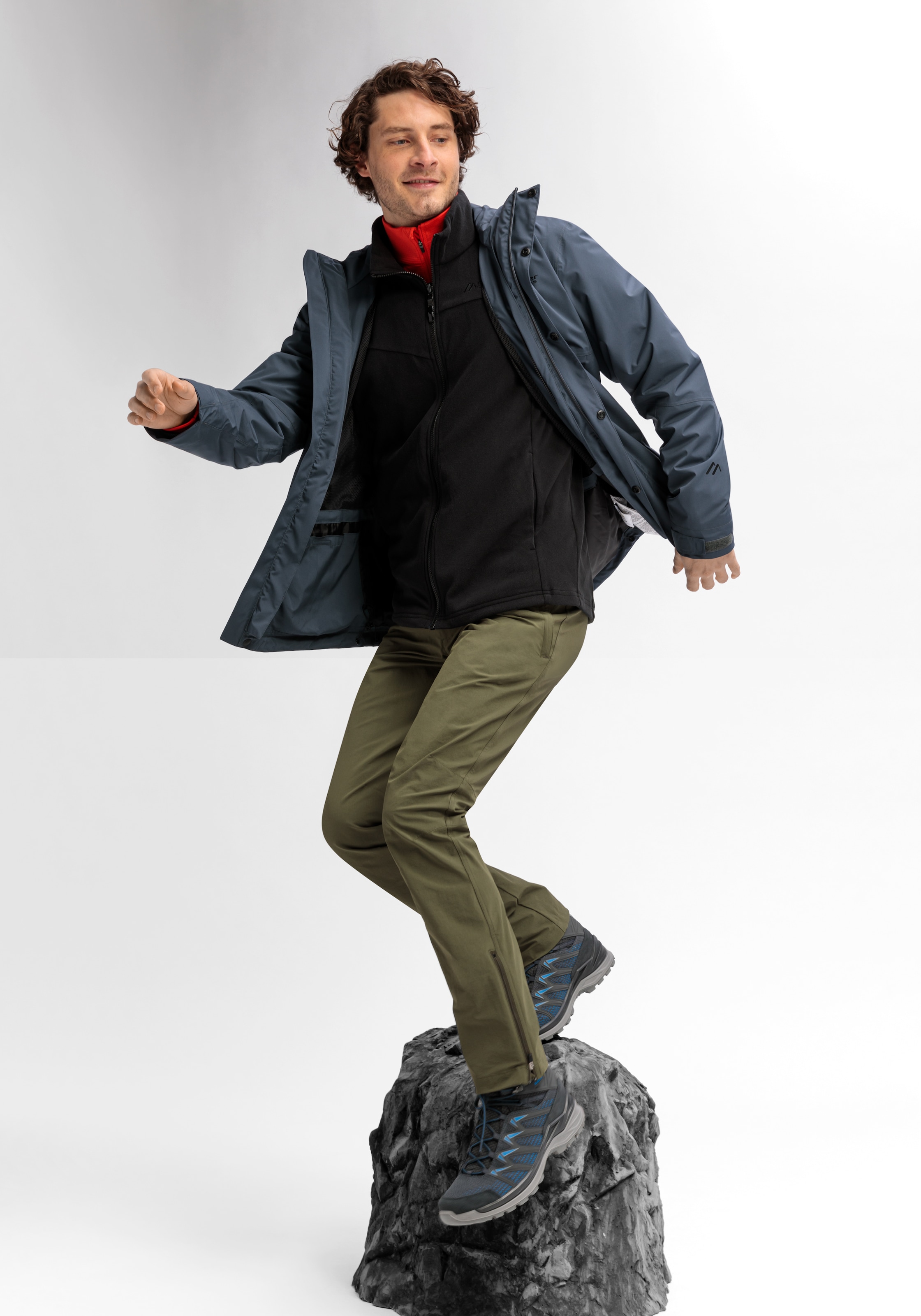 Maier Sports Funktionsjacke »Metor 3in1 M«, Herren 3-in-1 Jacke, Regenjacke wind/wasserdicht, Taschen und Kapuze