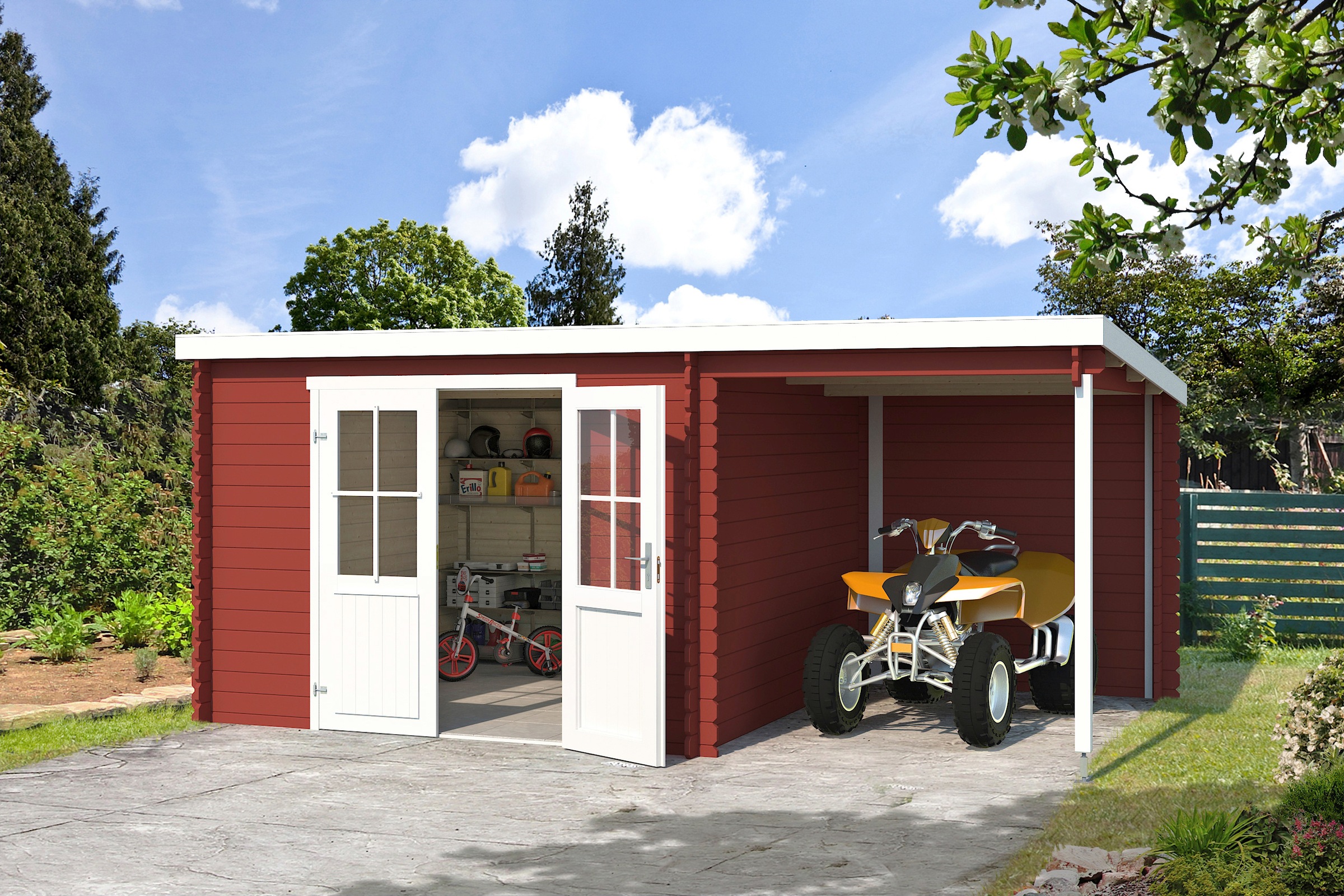 LASITA MAJA Gartenhaus »Tampa, Schwedenrot« mit Anbau