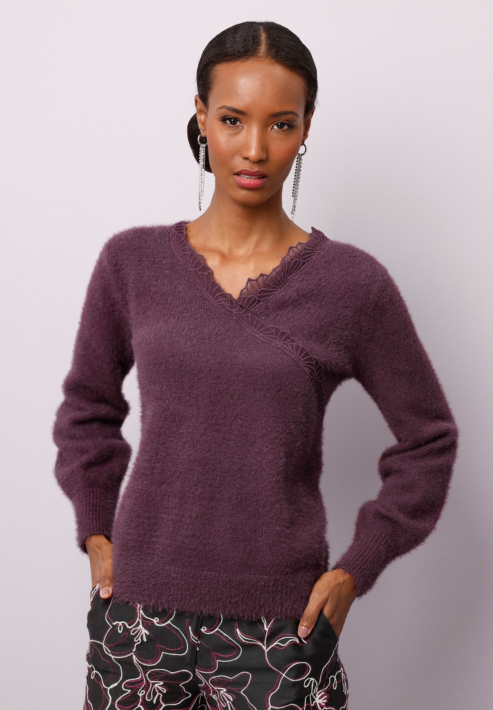 creation L Strickpullover »Lyocell-Mix-Pullover Langarm-Pullover in Wickel-Optik«