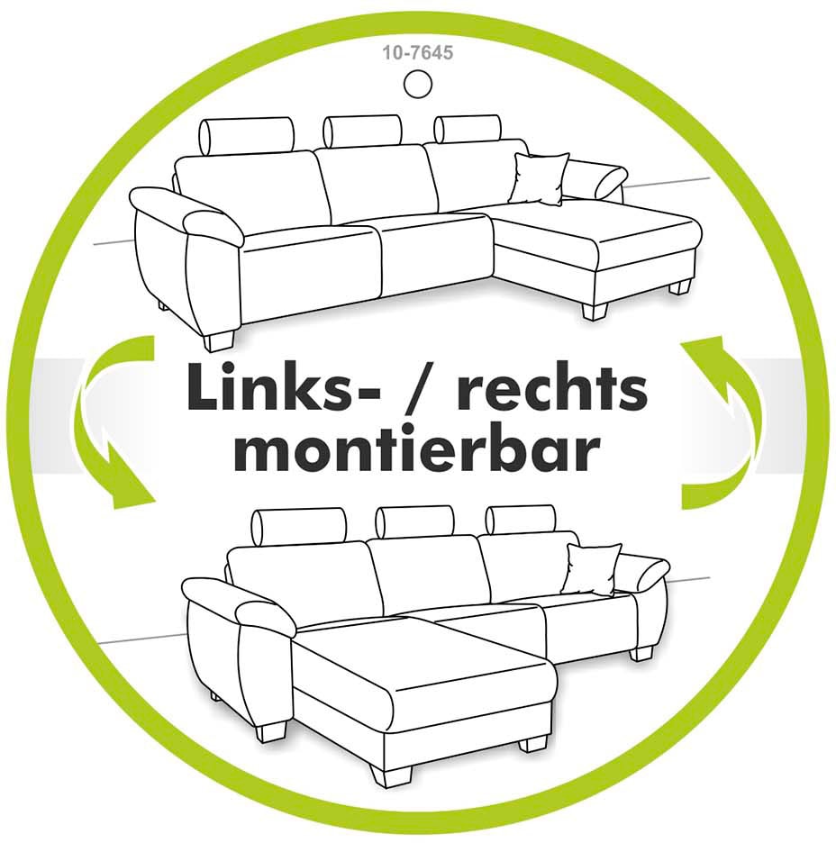 Jockenhöfer Gruppe Wohnlandschaft »Lesmo U-Form, mit elektromotorischer Sitztiefenverstellung (25 cm)«, USB-A und -C Lademöglichkeit, links/rechts montierbar