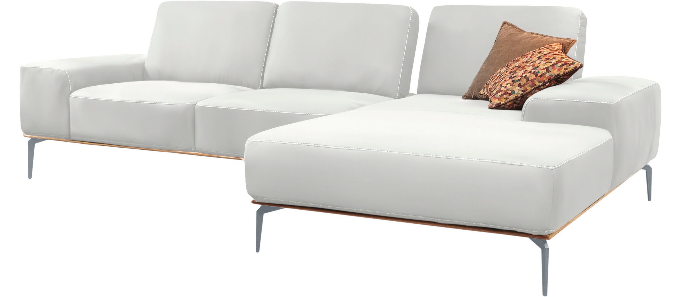 W.SCHILLIG Ecksofa »run, Designsofa mit tollem Sitzkomfort, bequem, L-Form«, mit elegantem Holzsockel, Füße in Silber matt, Breite 299 cm