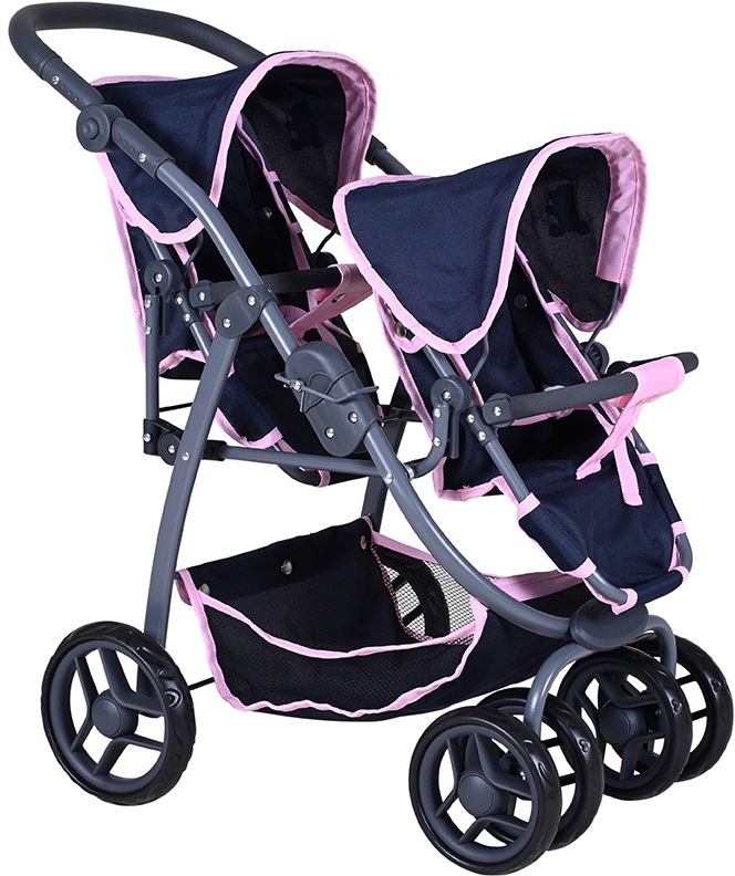 Knorrtoys® Puppen-Zwillingsbuggy »Milo - Navy Pink Bear«