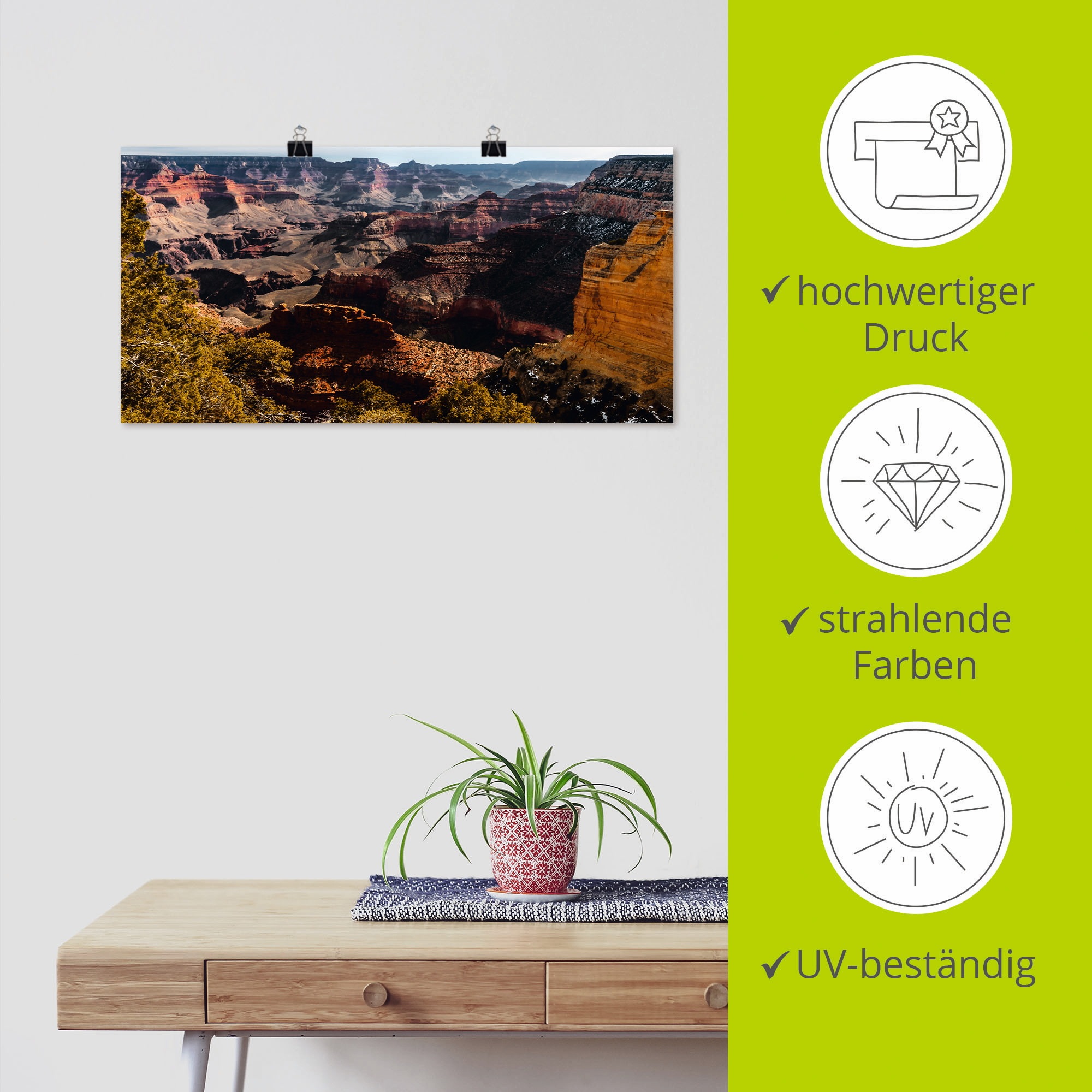 Artland Poster »Grand Canyon«, Felsen, (1 St.), als Alubild, Leinwandbild, Wandaufkleber oder Poster in versch. Größen