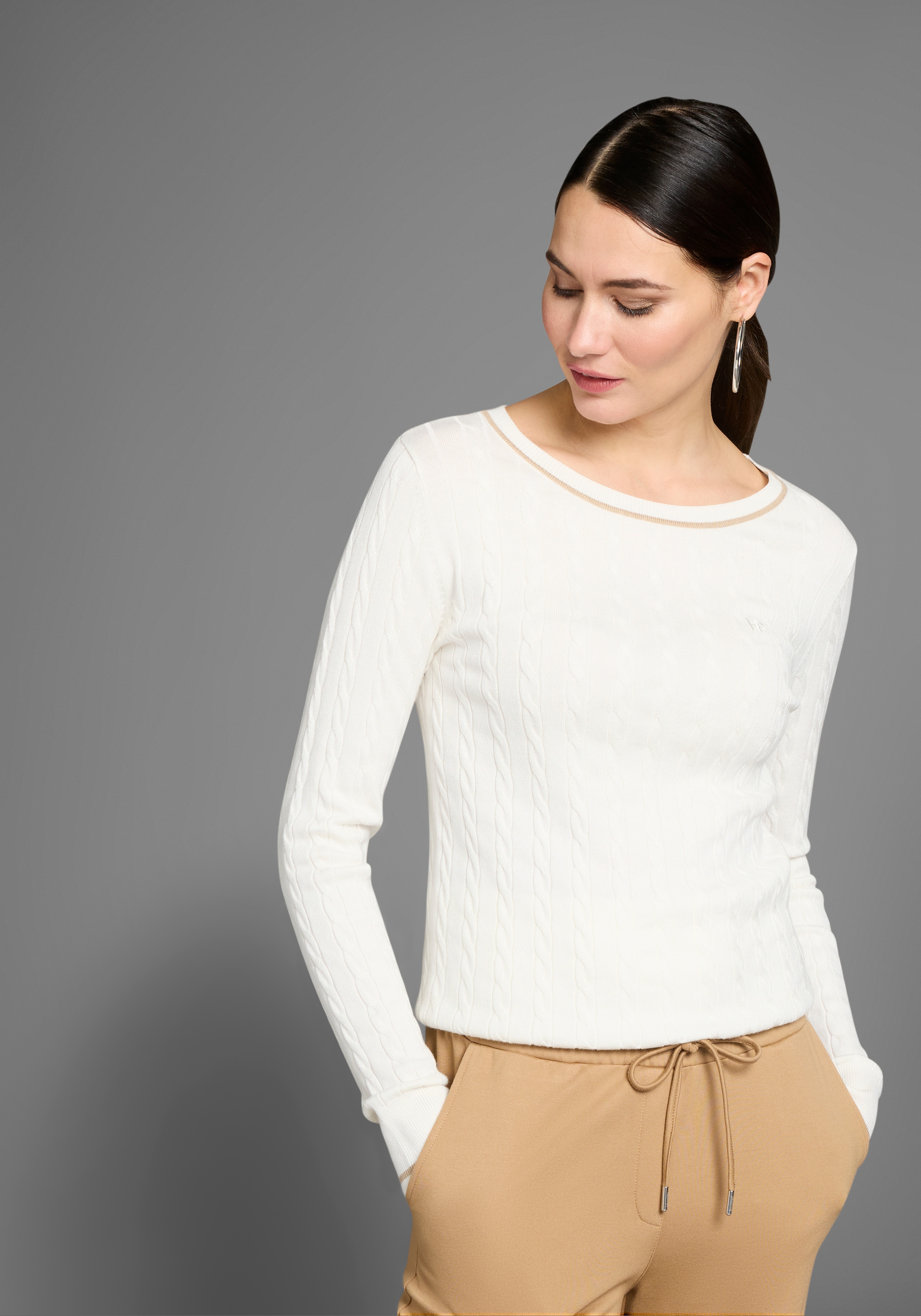 HECHTER PARIS Strickpullover, mit elegantem Zopfstrickmuster