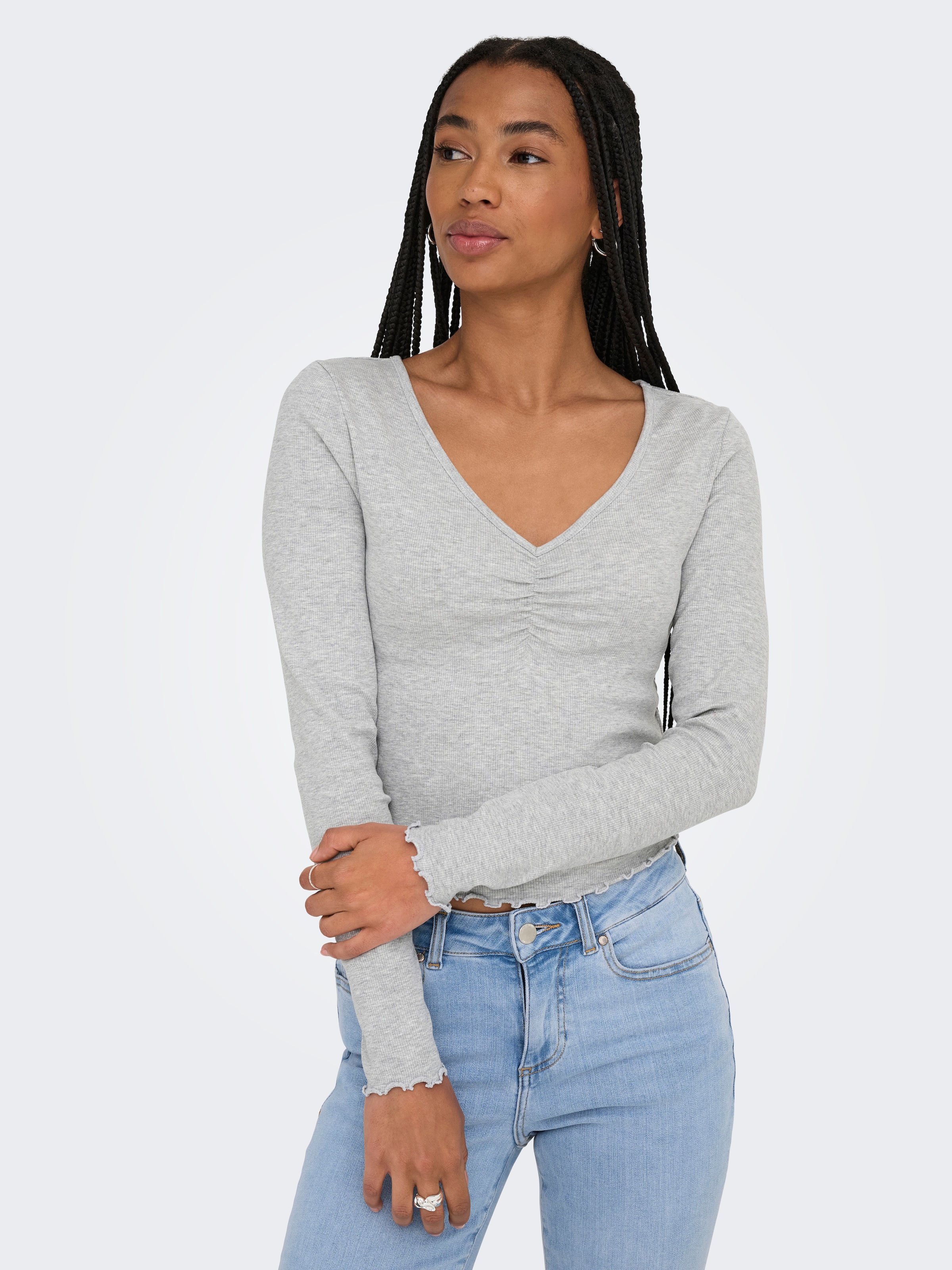 ONLY Langarmshirt »ONLBETTY L/S V-NECK TOP CC JRS«