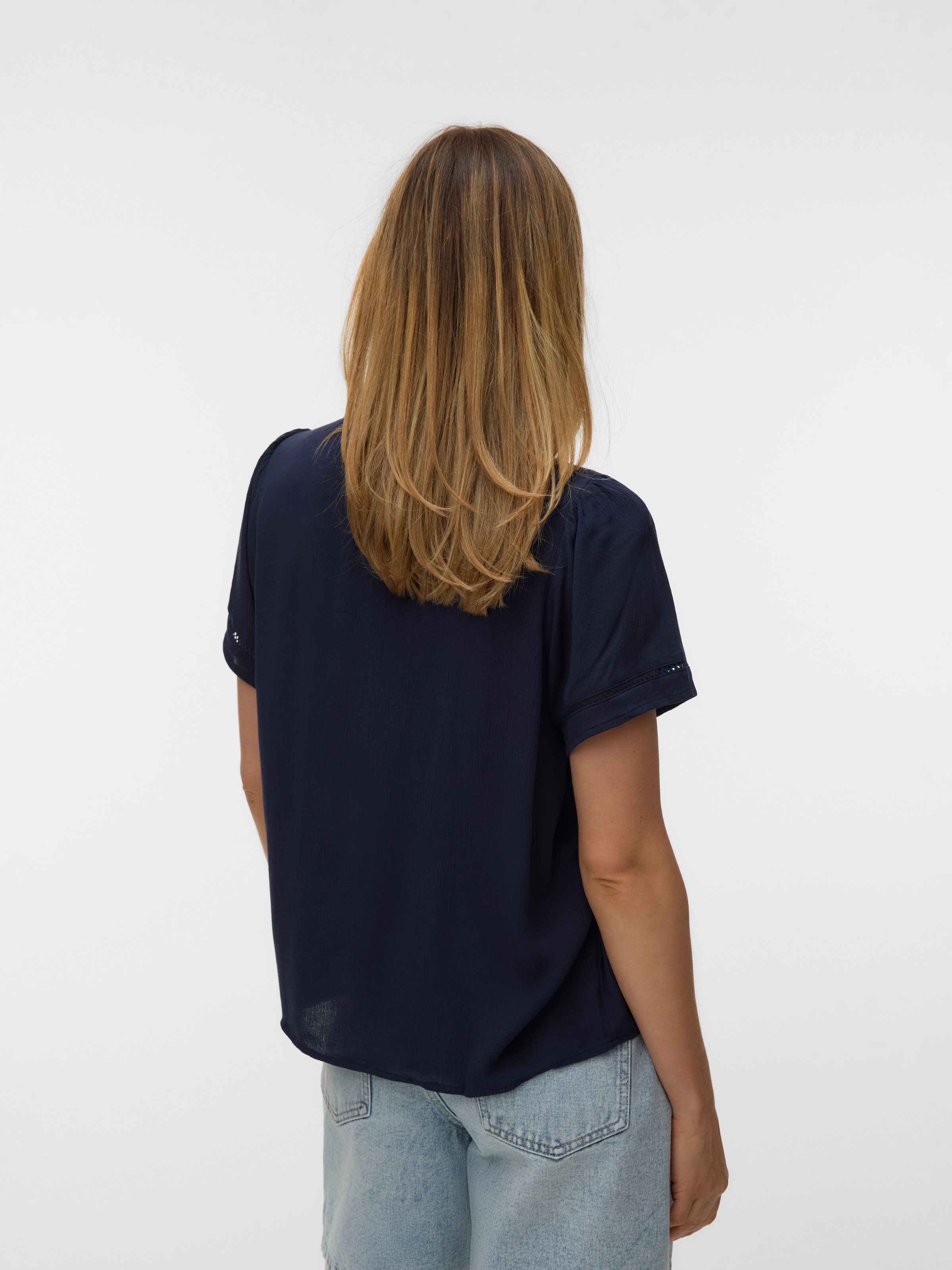 Vero Moda Shirtbluse »VMMENNY LACE SS TOP WVN GA« Viskose, regular fit