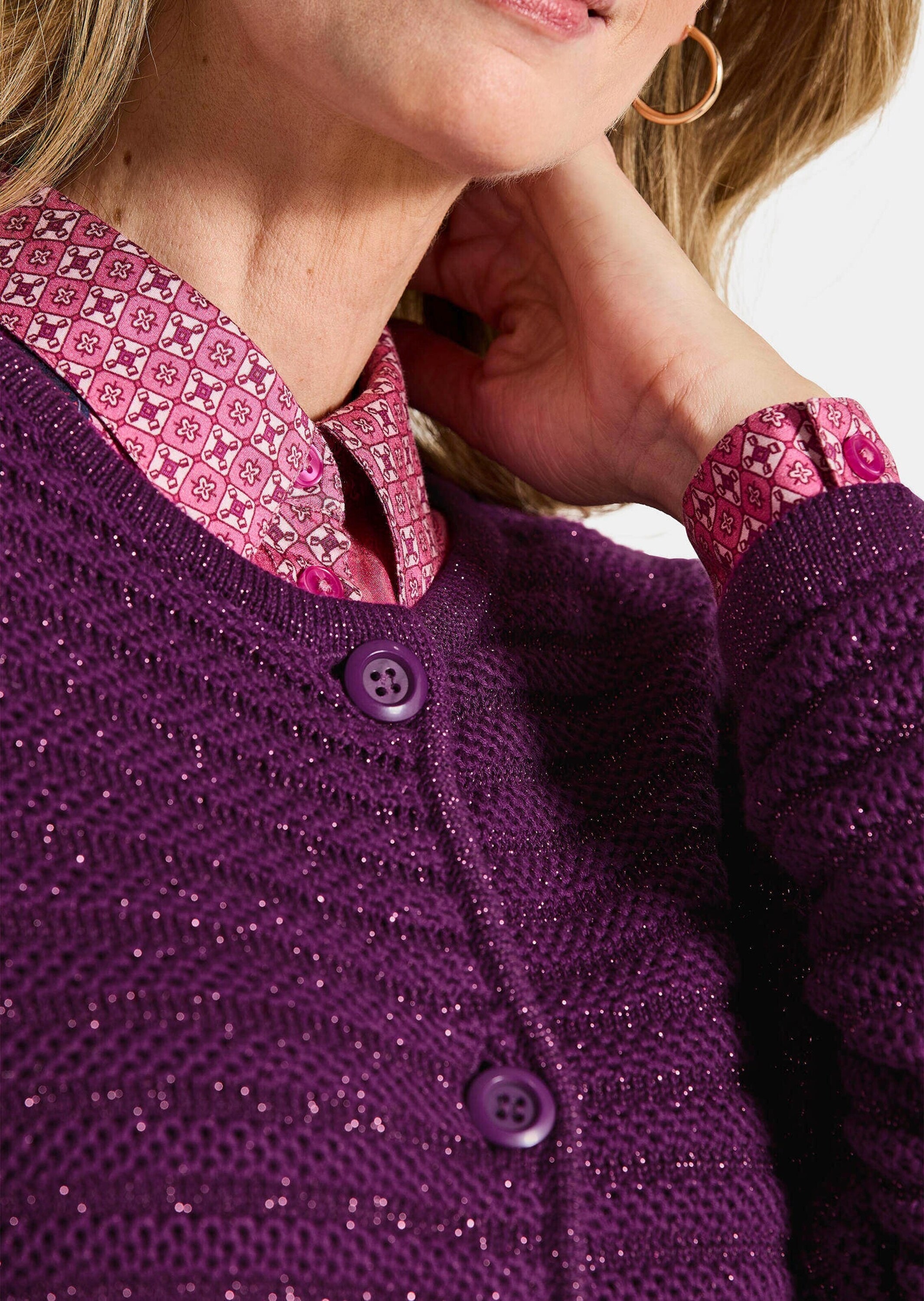 GOLDNER Strickjacke »Kurzgröße Elegante Langarm-Strickjacke mit Lurex«