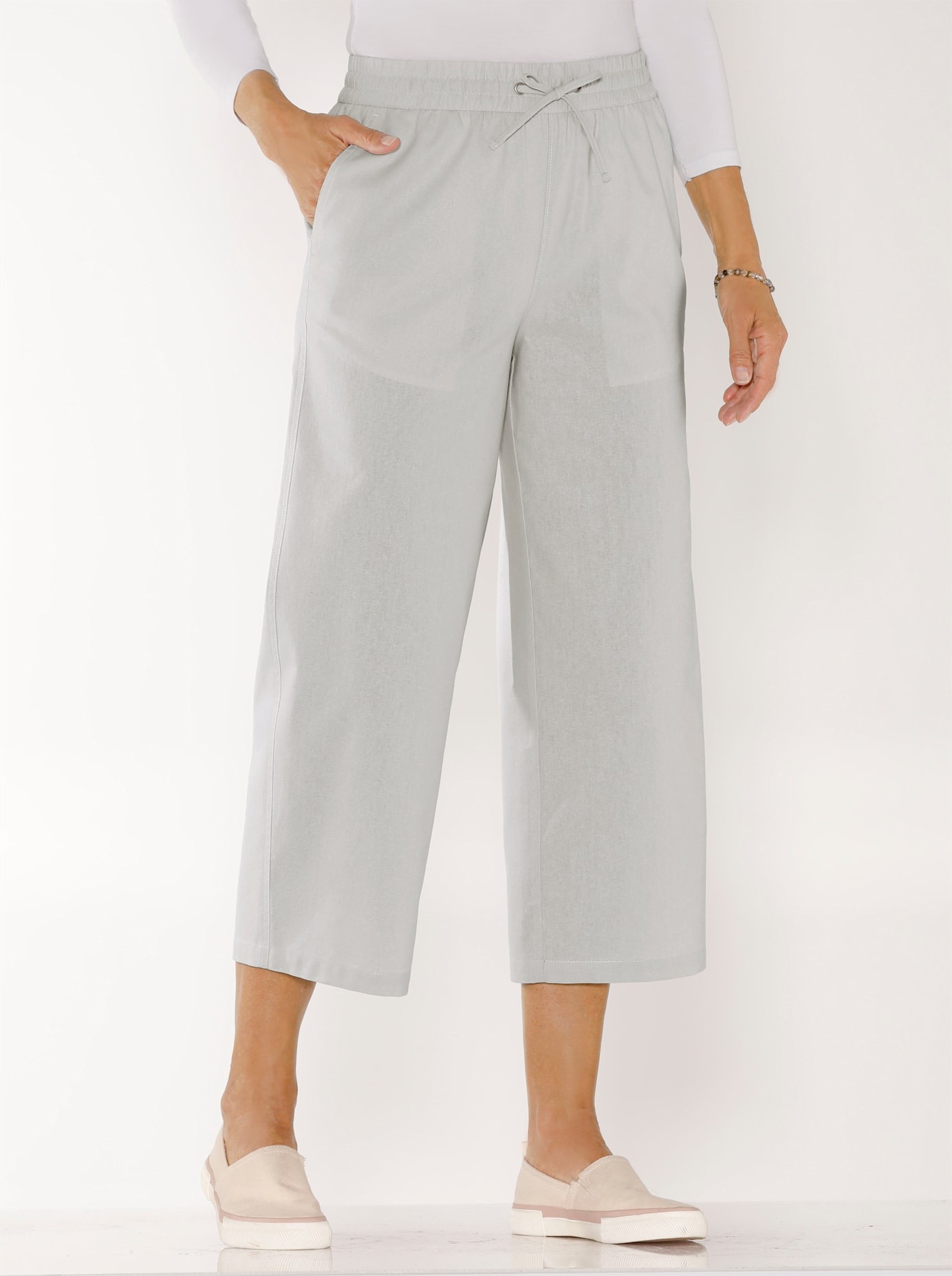 Classic Basics Damen Webhose in grau, Größe 28